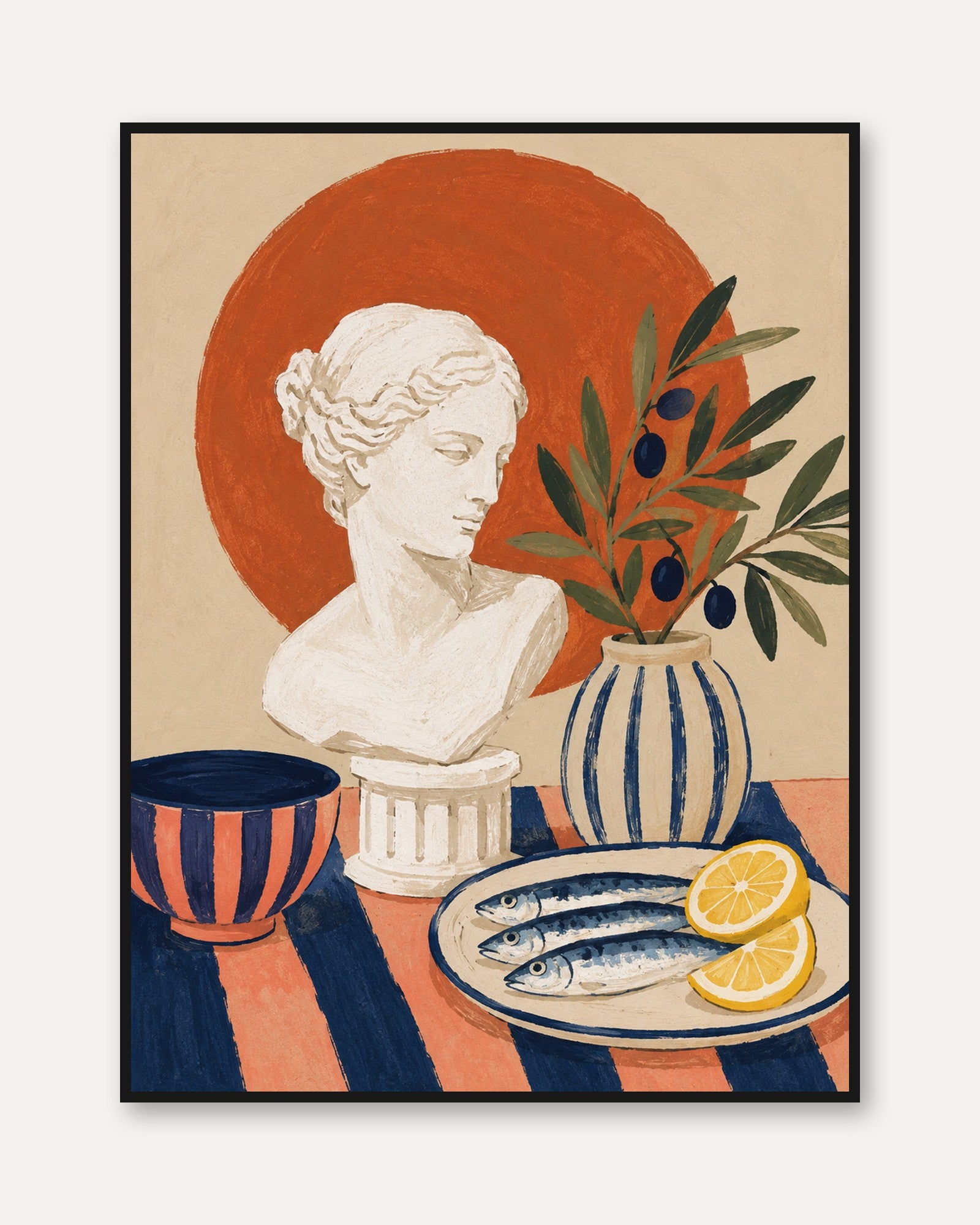 Mediterranean Wall Art – Greek Statue Print - framed