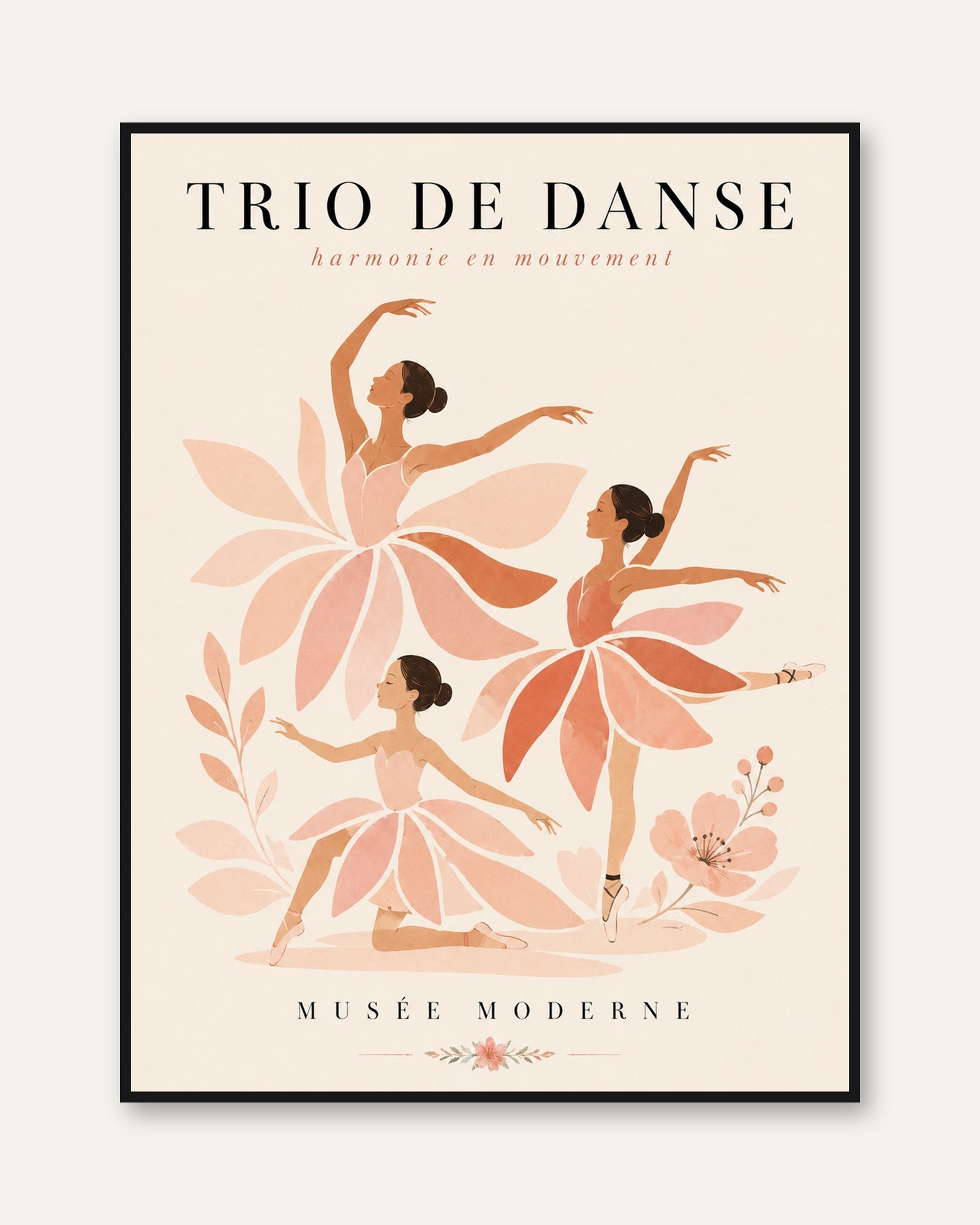 Vintage Ballet Trio Print - framed