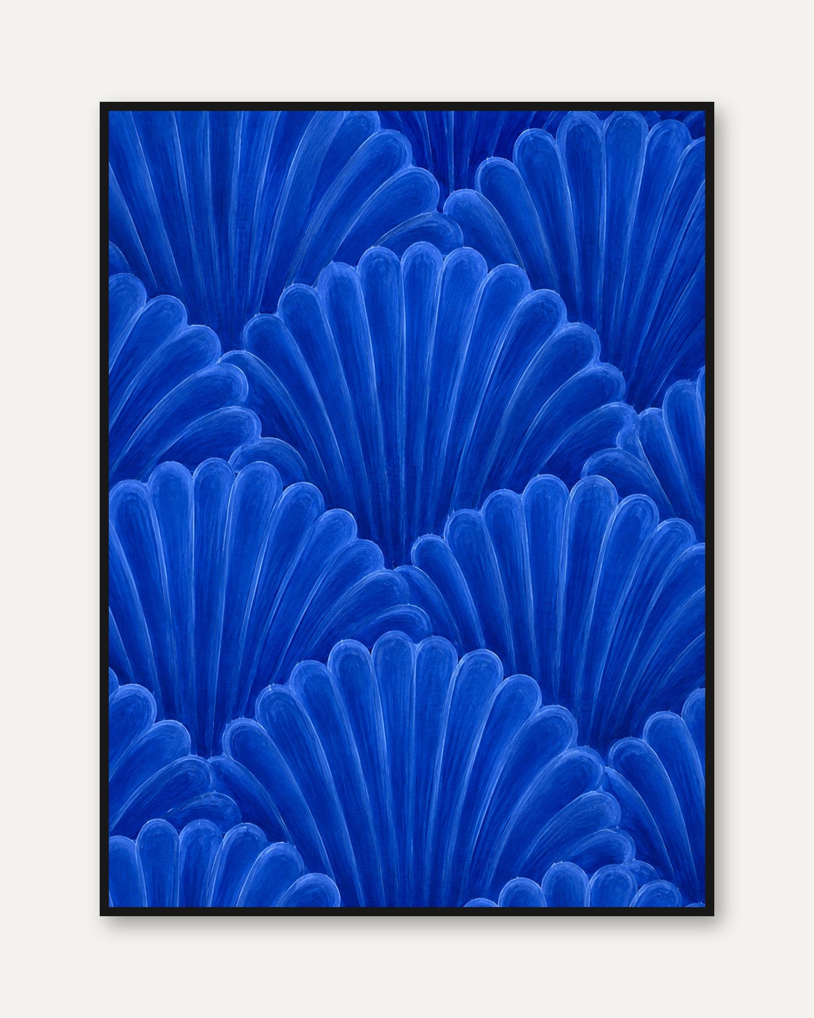 Blue Abstract Art Print – Modern Wave Wall Art - framed