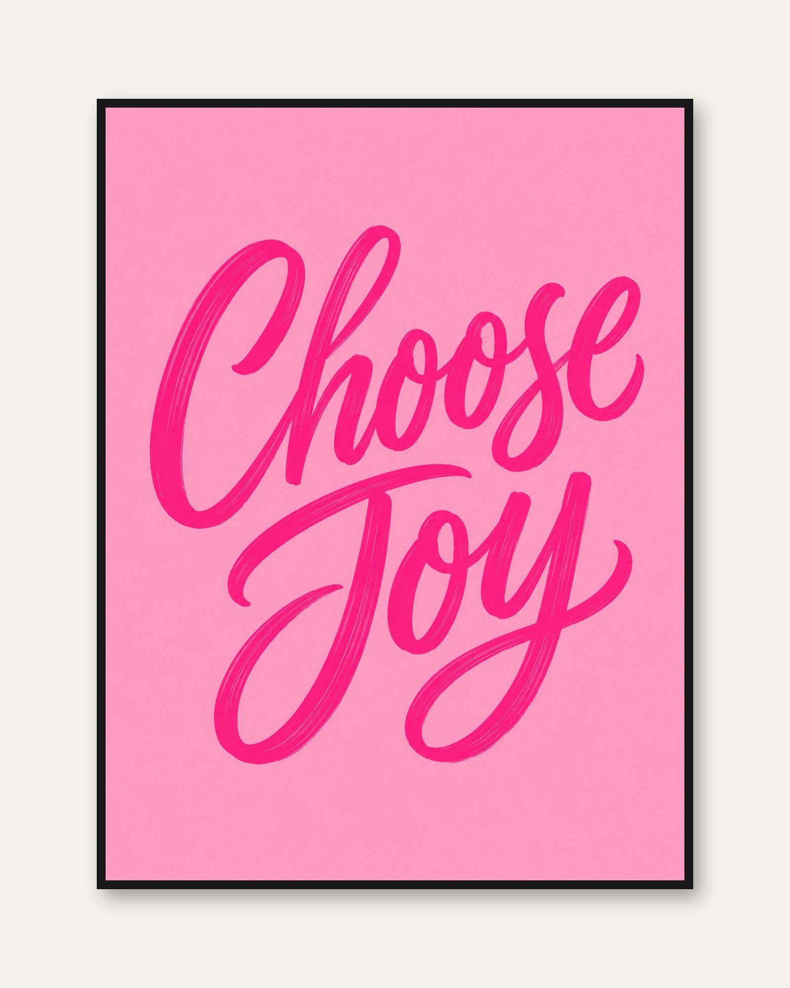 Choose Joy Wall Art – Pink Typography Print - framed