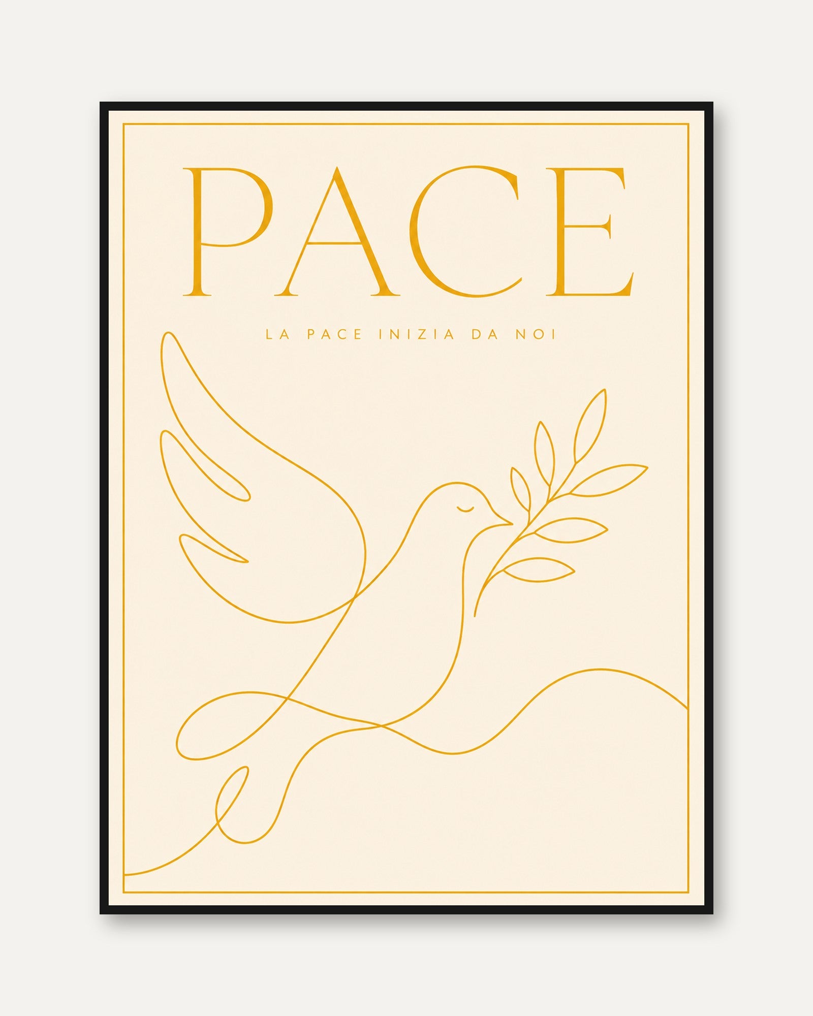 Peace Dove Wall Art – Minimalist Line Art Print - framed