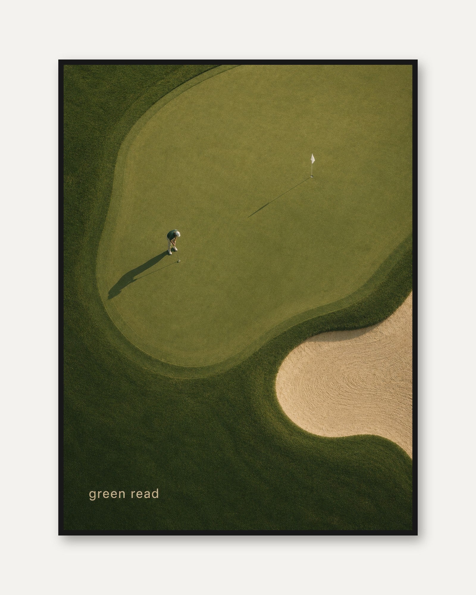 Aerial Golf Course Print – Minimalist Sports Art - framed