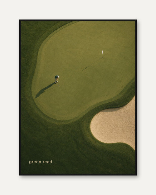 Aerial Golf Course Print – Minimalist Sports Art - framed