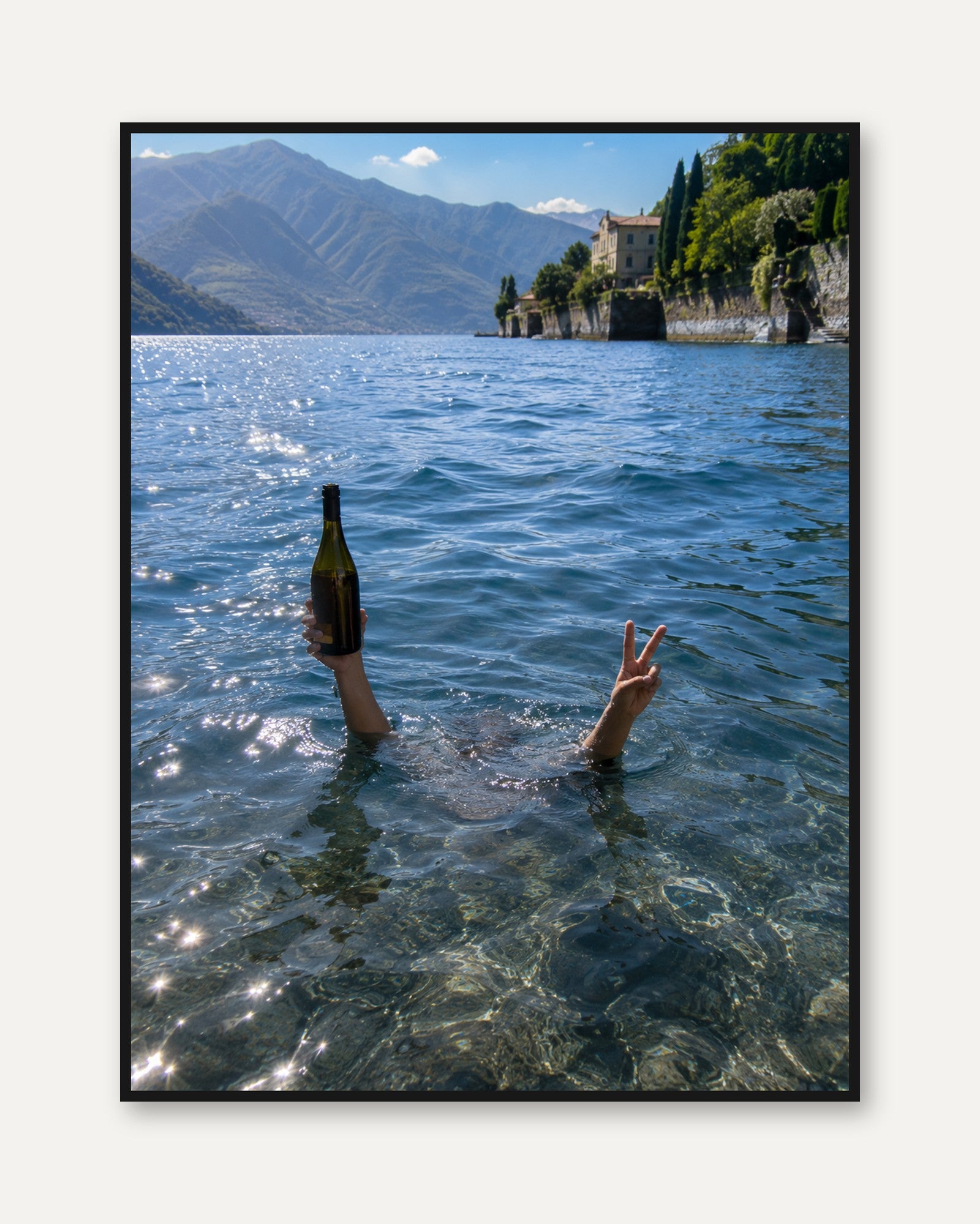 Italian Lake Wall Art – Coastal Photography Print - framed