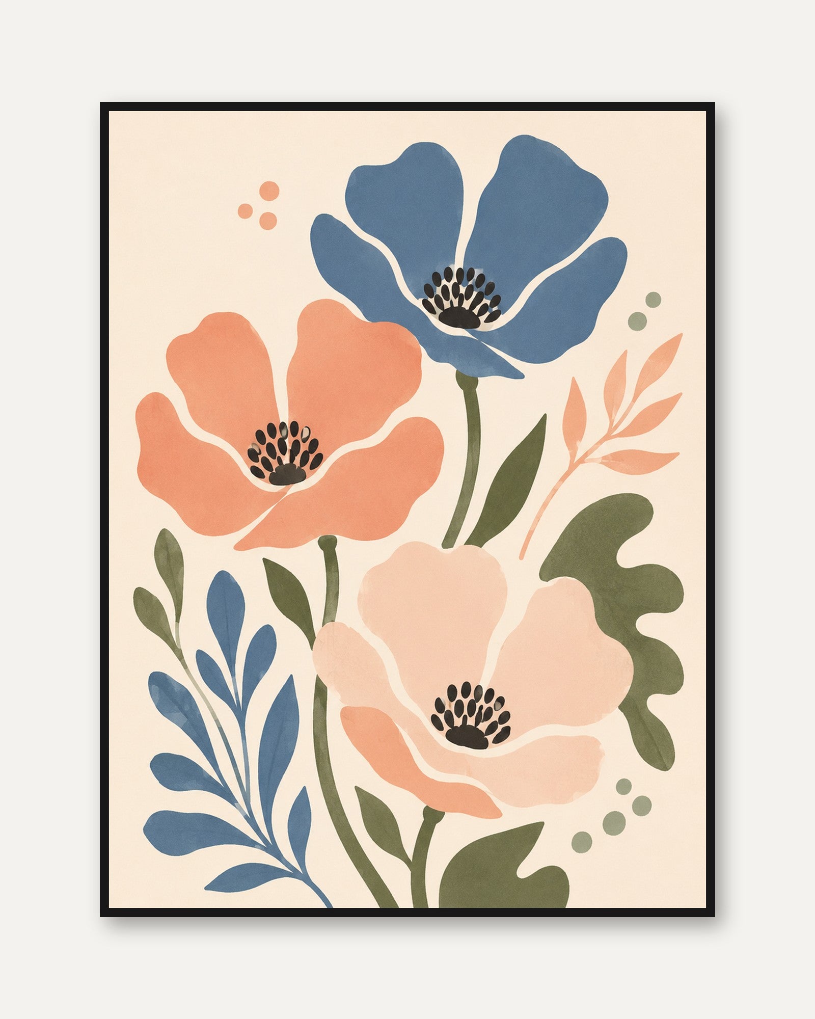 Modern Floral Wall Art - framed