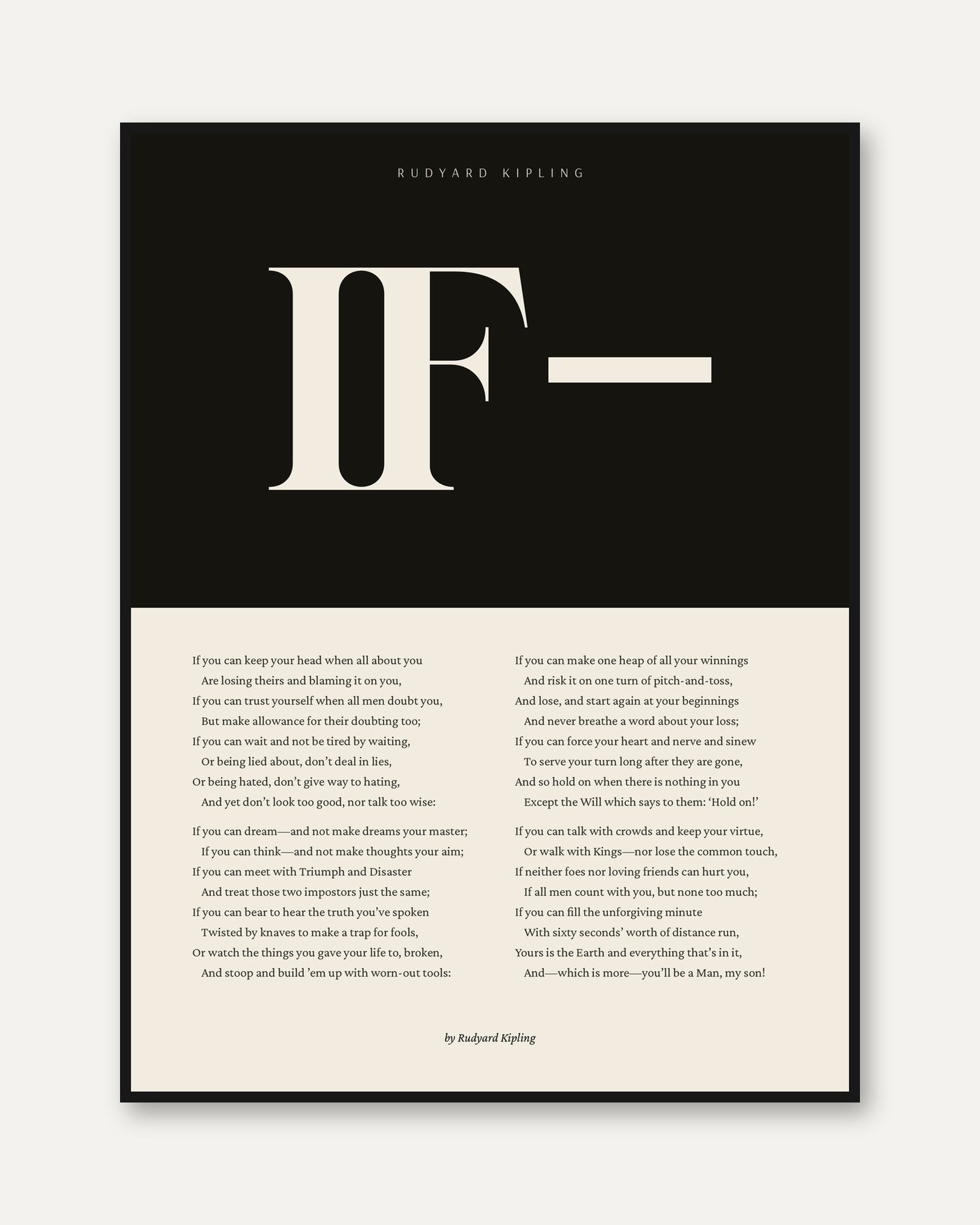 Literary Quote Poster – If Poem Print - framed