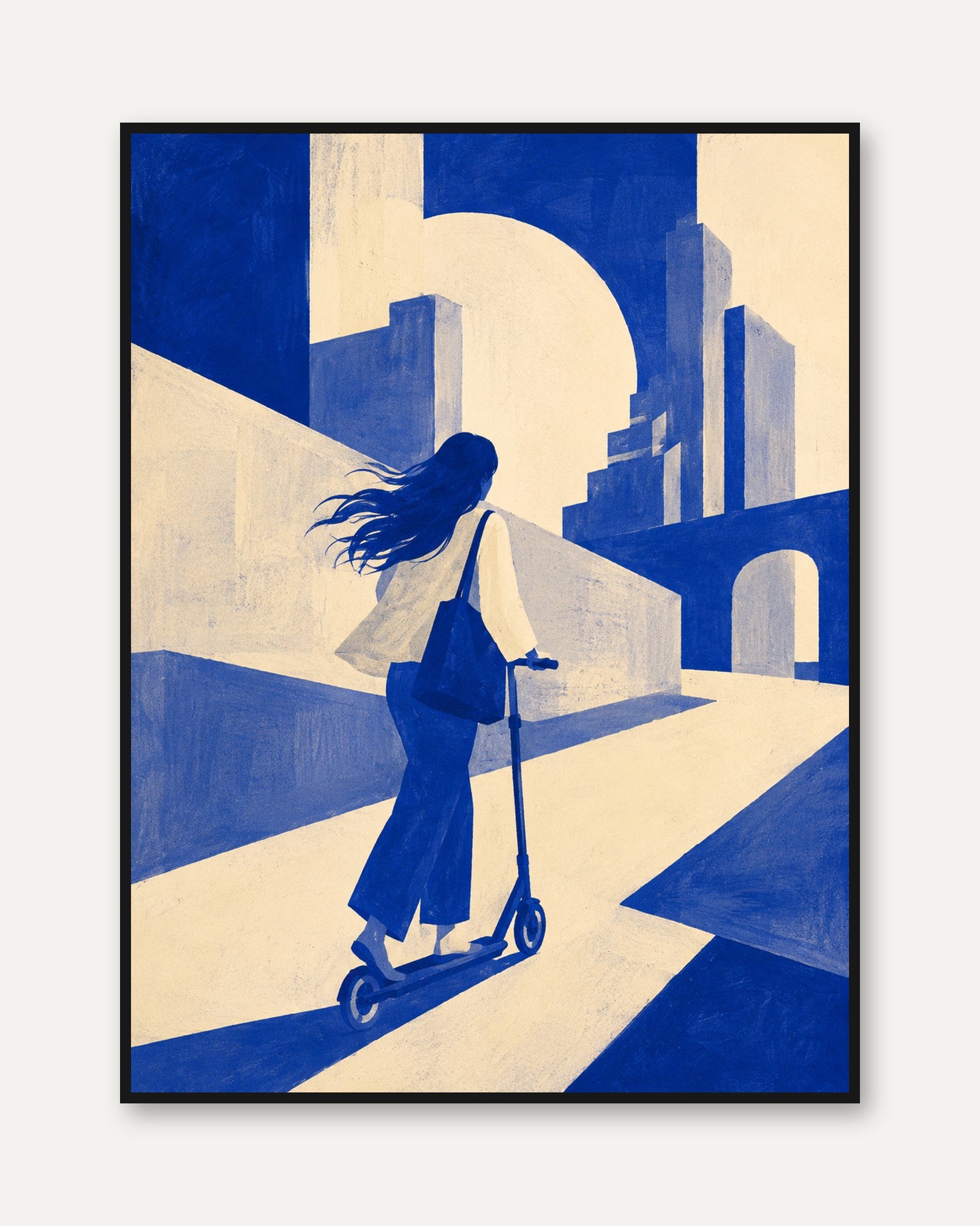 Urban Wall Art – City Scooter Print - framed