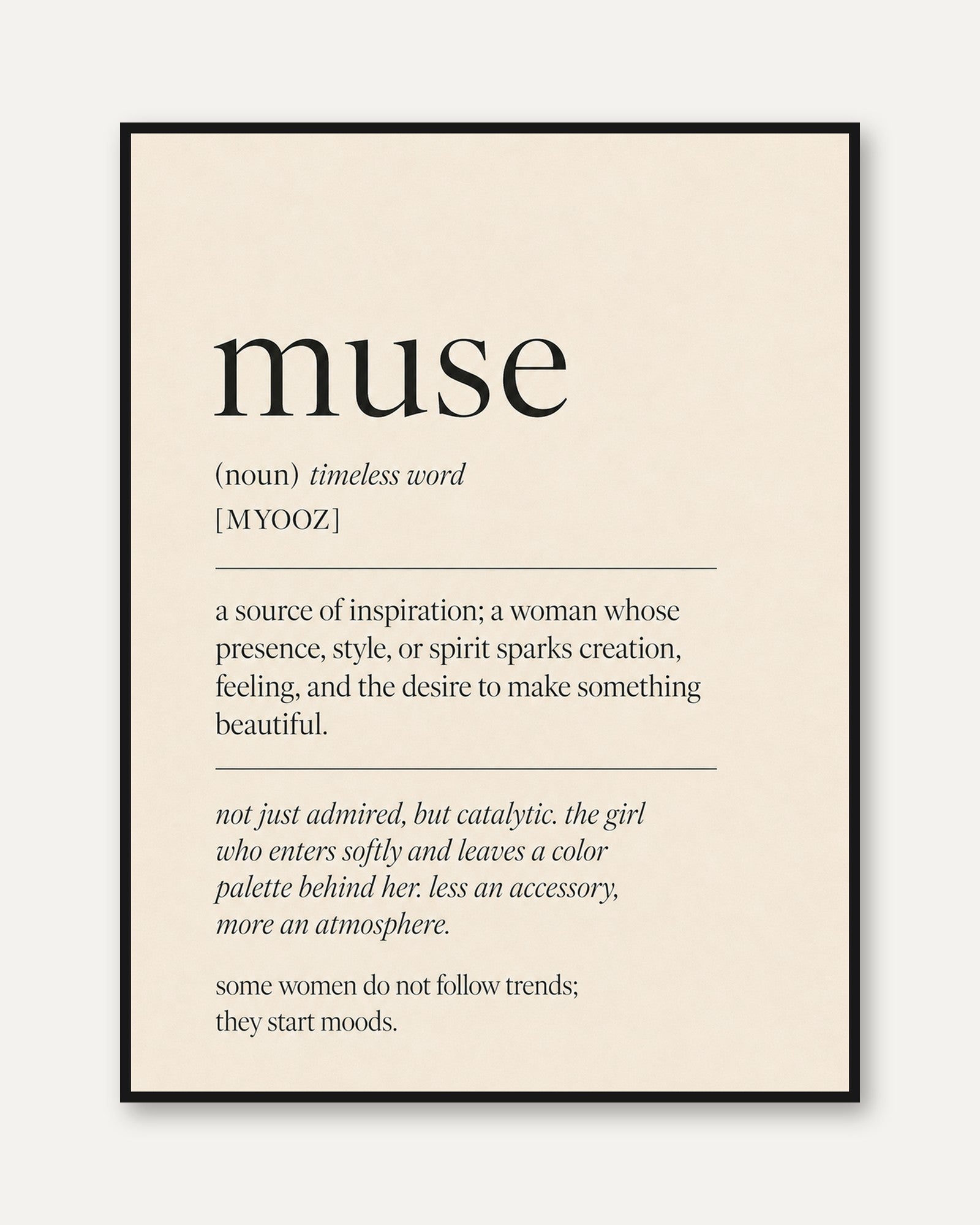 Muse Definition Print: Minimalist Typography Wall Art - framed
