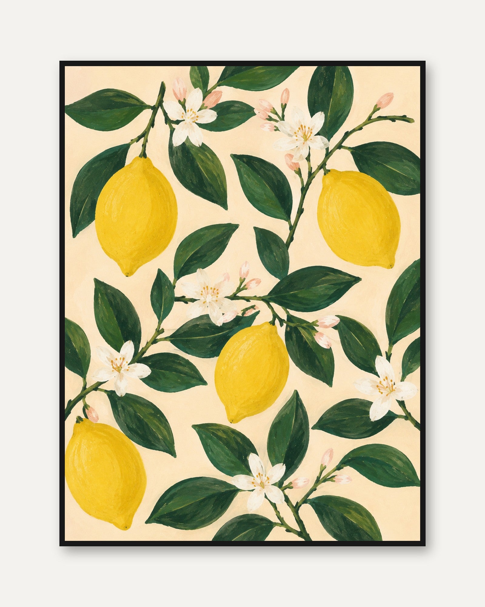 Lemon Botanical Print – Citrus Wall Art - framed