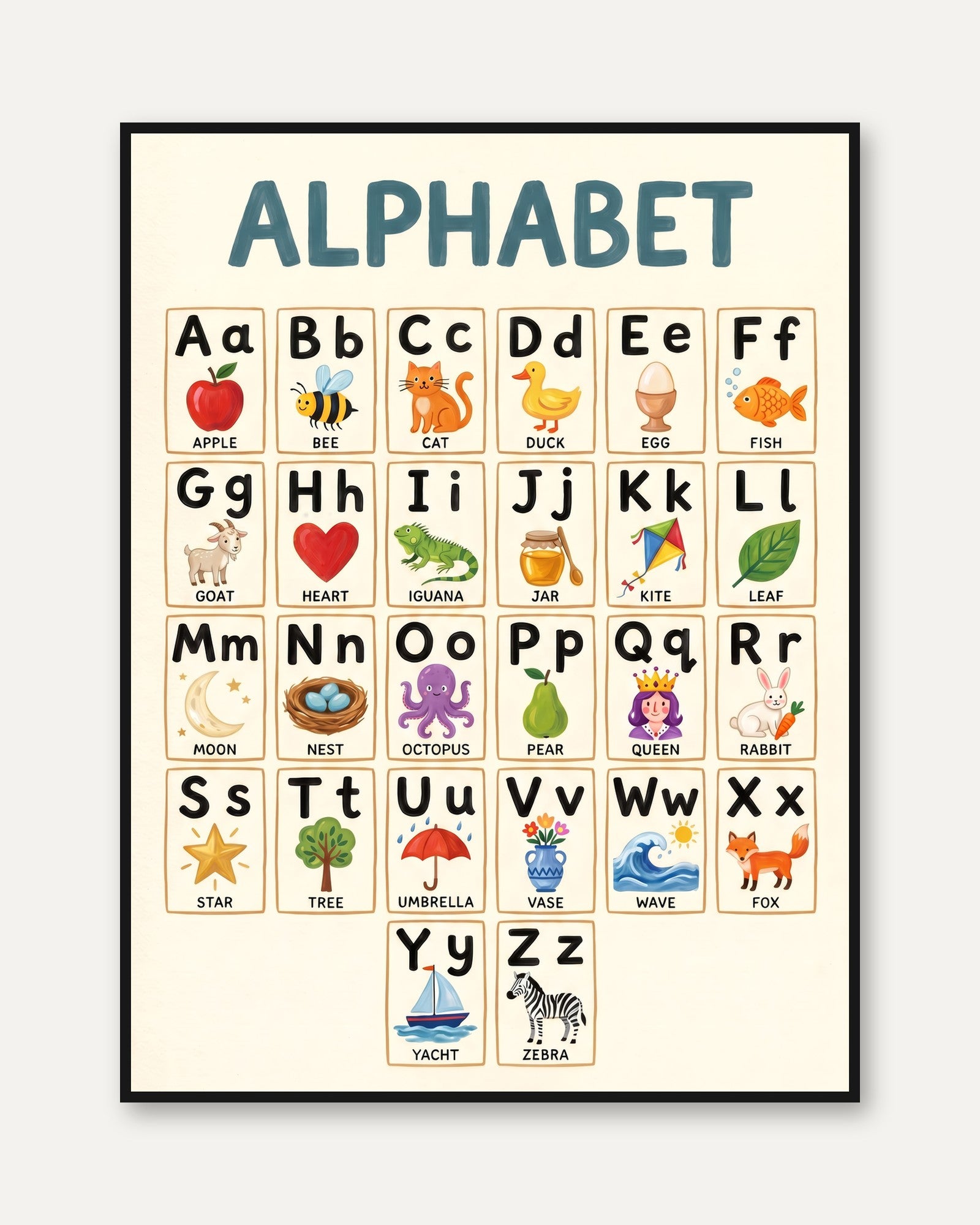Alphabet Chart Print: Educational ABC Wall Art (Multiple Sizes) - framed