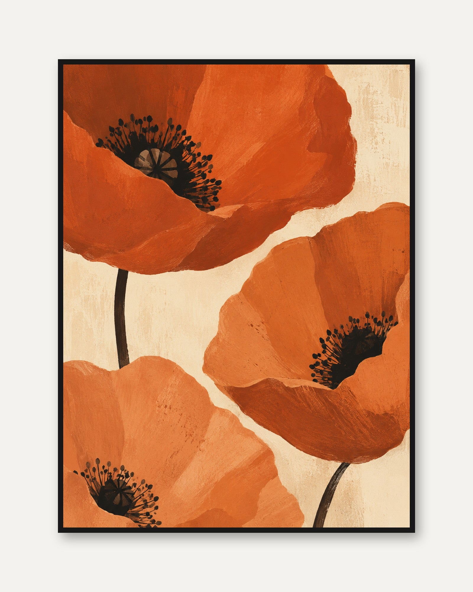 Orange Poppy Wall Art – Floral Botanical Print - framed