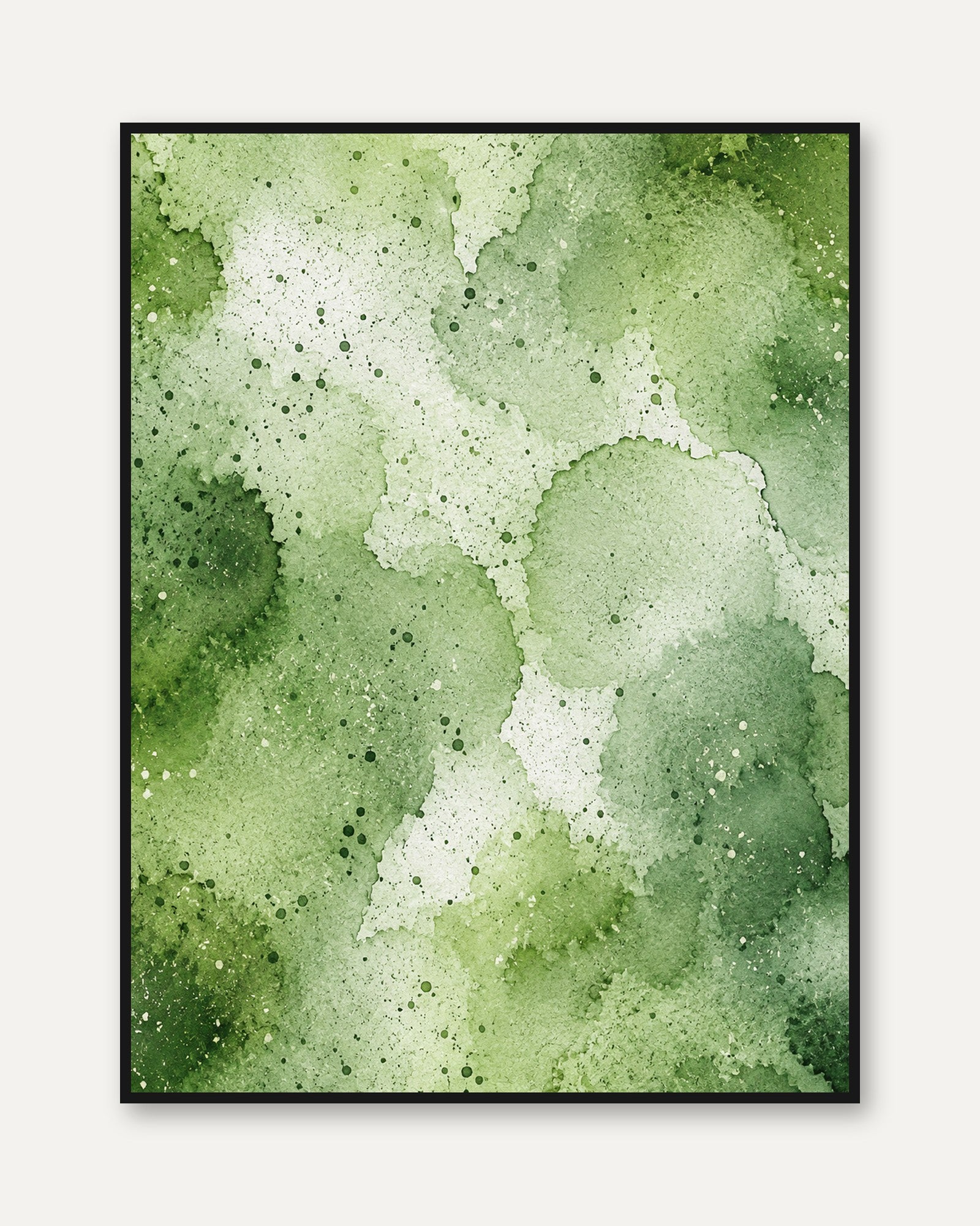 Green Watercolor Wall Art – Abstract Nature Print - framed