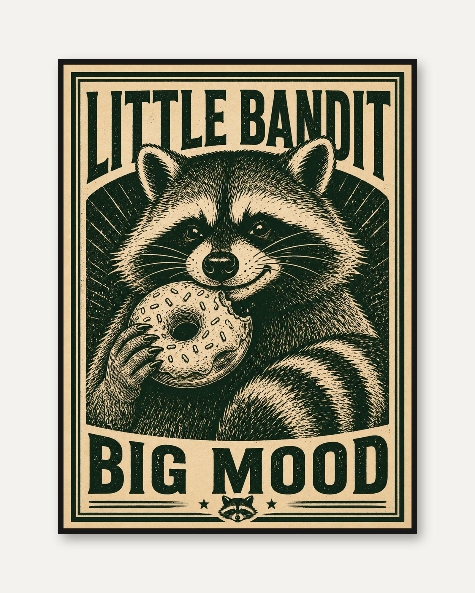 Retro Raccoon Print - framed