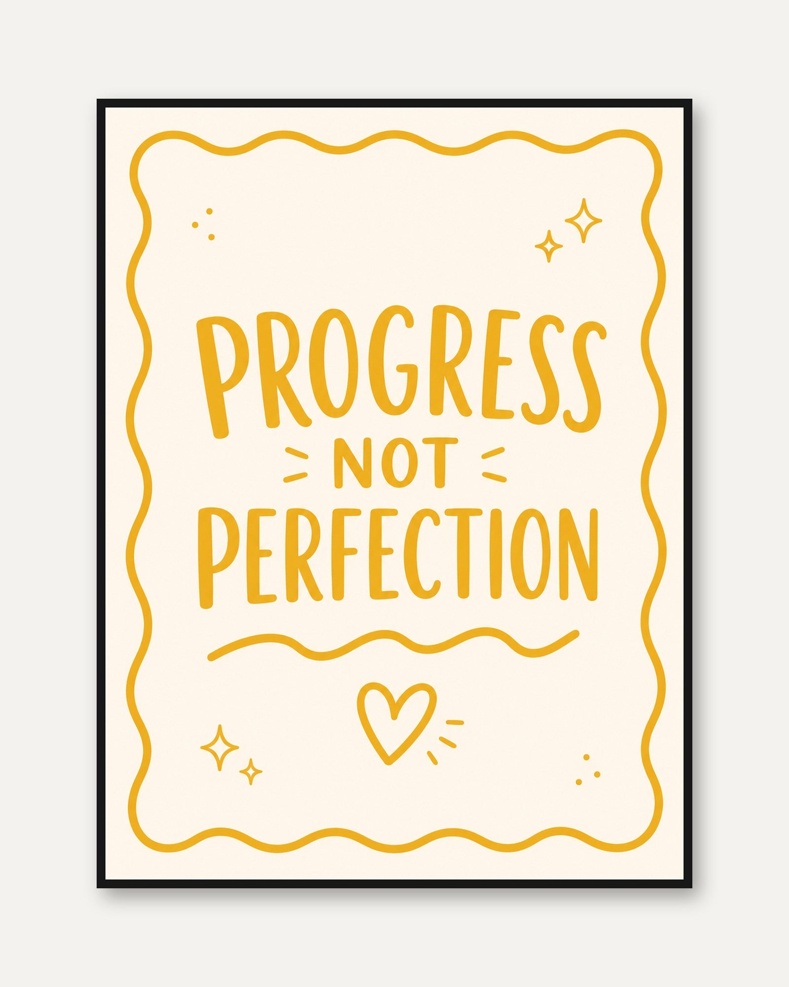 Inspirational Quote Print: Progress Not Perfection - framed
