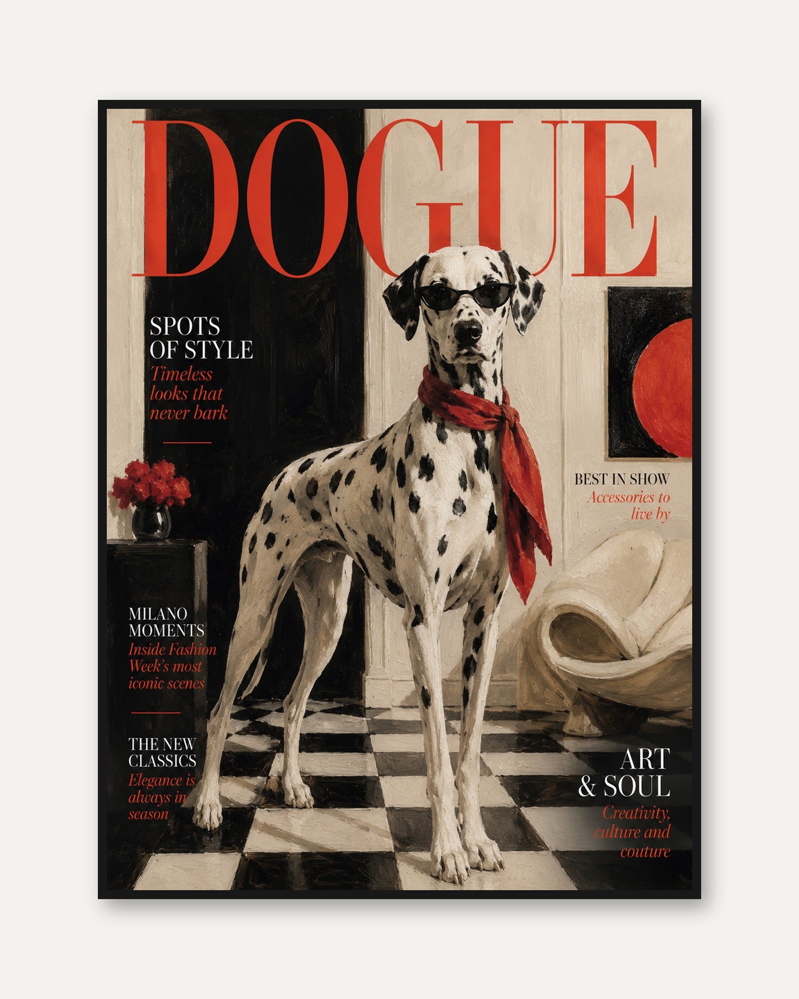 Dalmatian Wall Art – Fashion Dog Print - framed