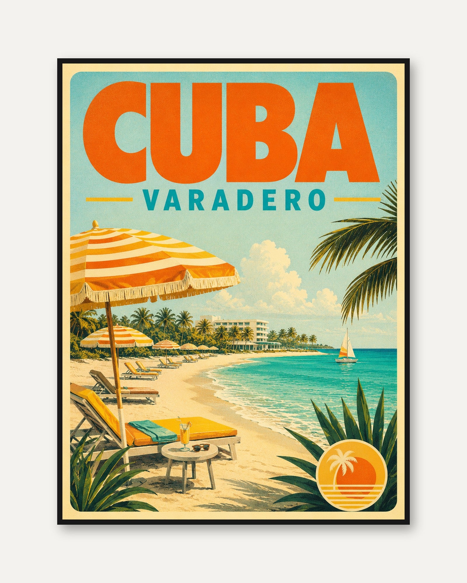 Cuba Travel Poster – Varadero Beach Wall Art - framed