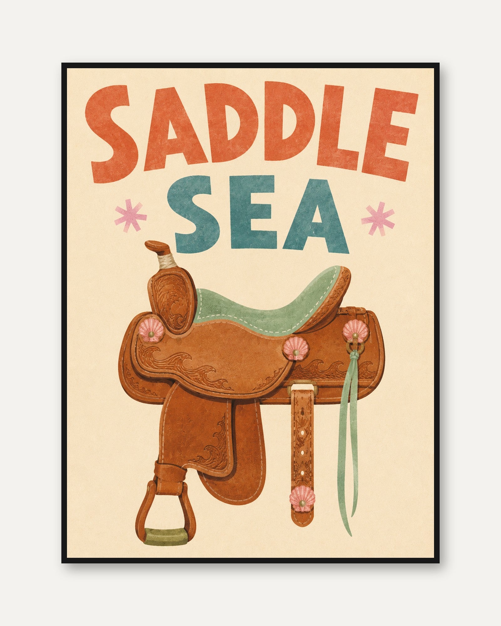 Western Wall Art – Cowgirl Saddle Print - framed