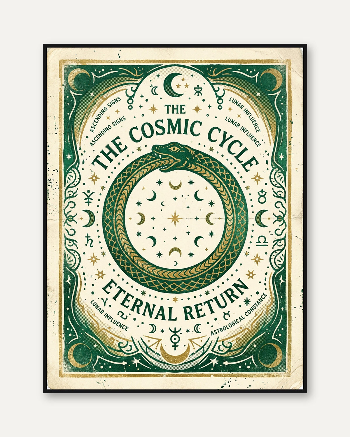 Celestial Astrology Print — The Cosmic Cycle Vintage Art - framed