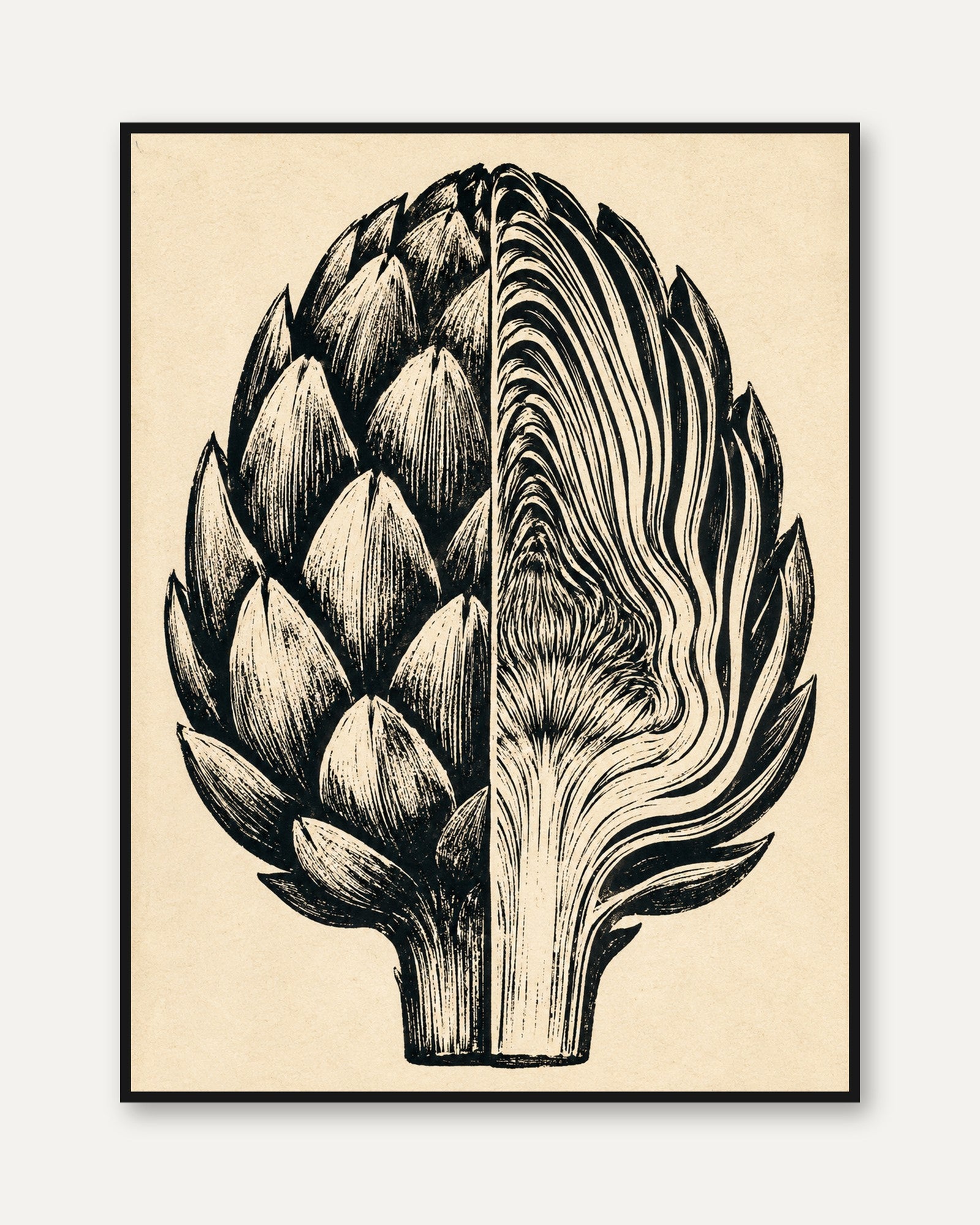 Artichoke Wall Art – Vintage Botanical Print - framed