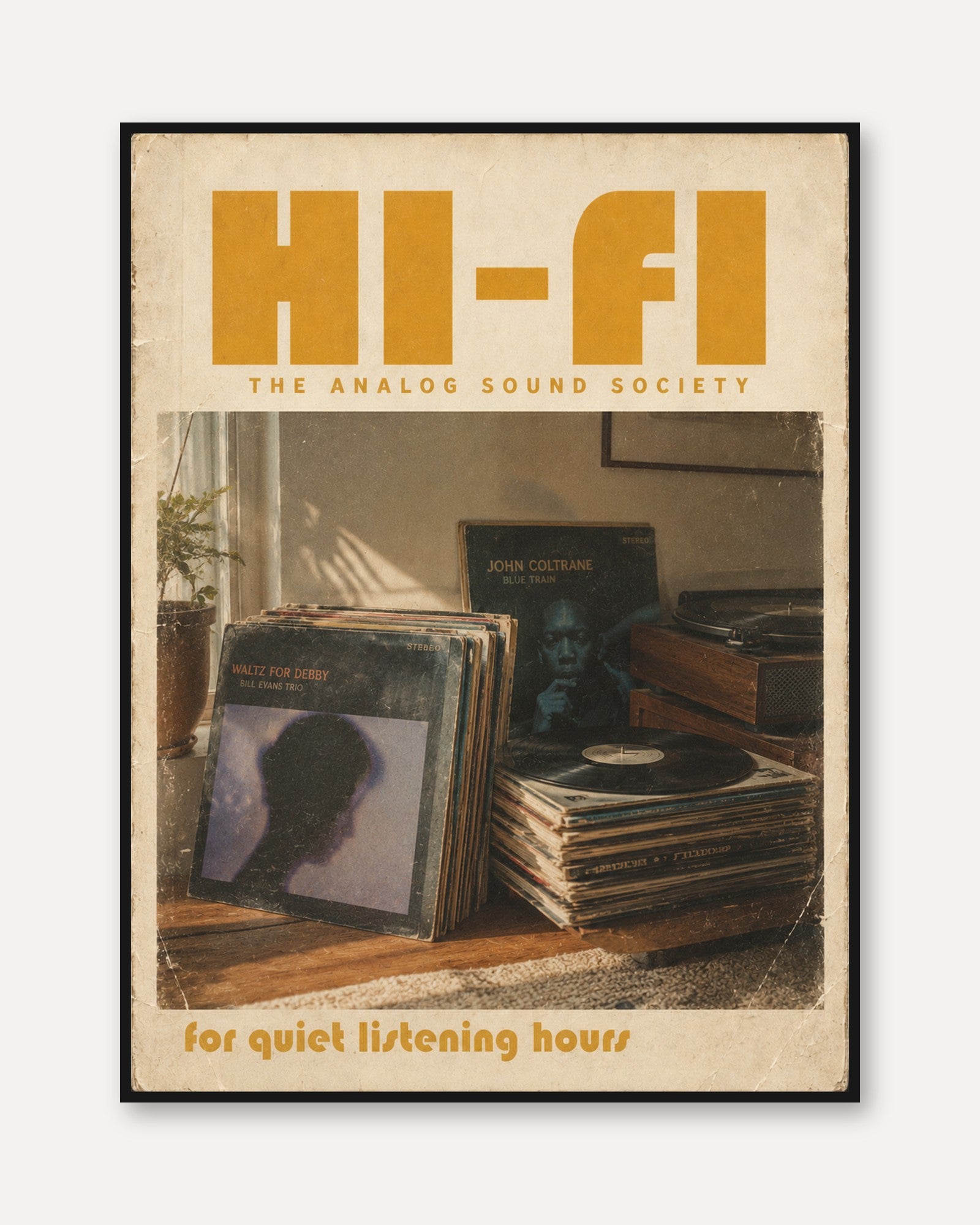 Vintage Hi-Fi Poster Print — Retro Analog Sound Society - framed
