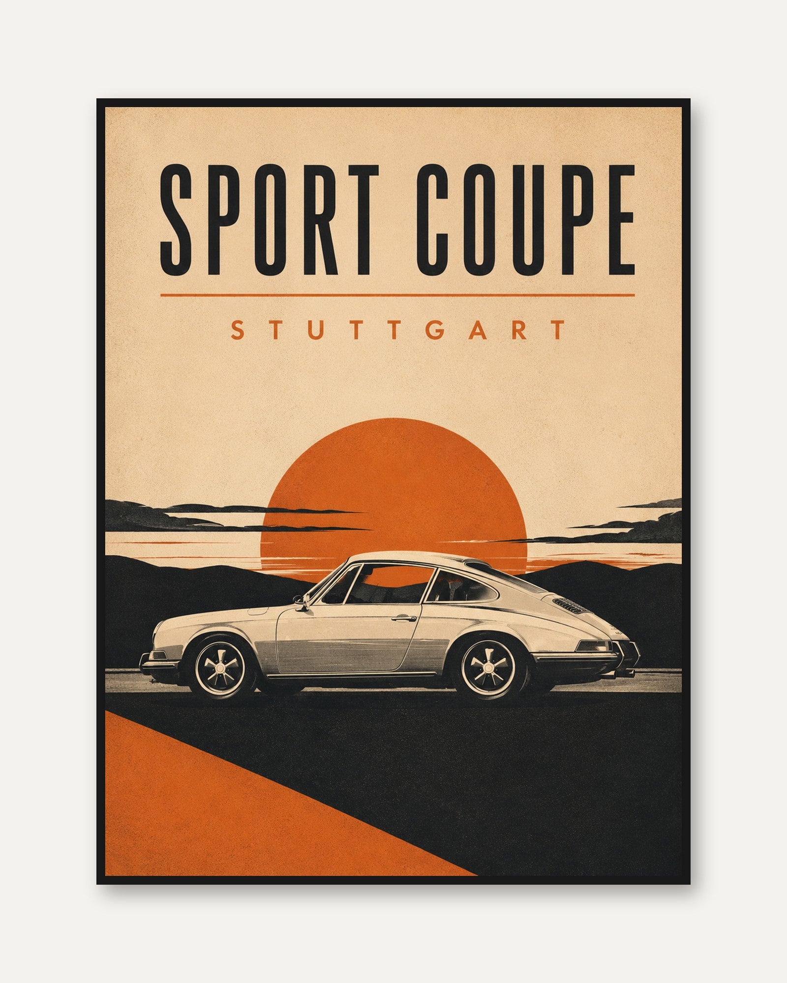 Vintage Porsche Sport Coupe Print - framed