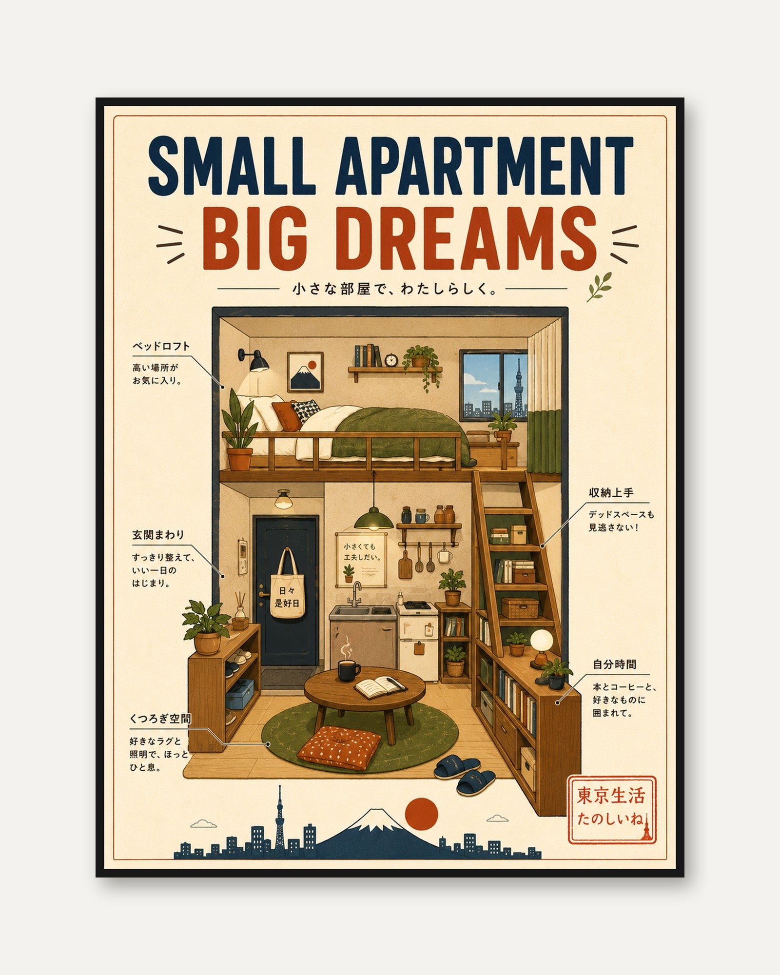 Apartment Wall Art – Tokyo City Print - framed