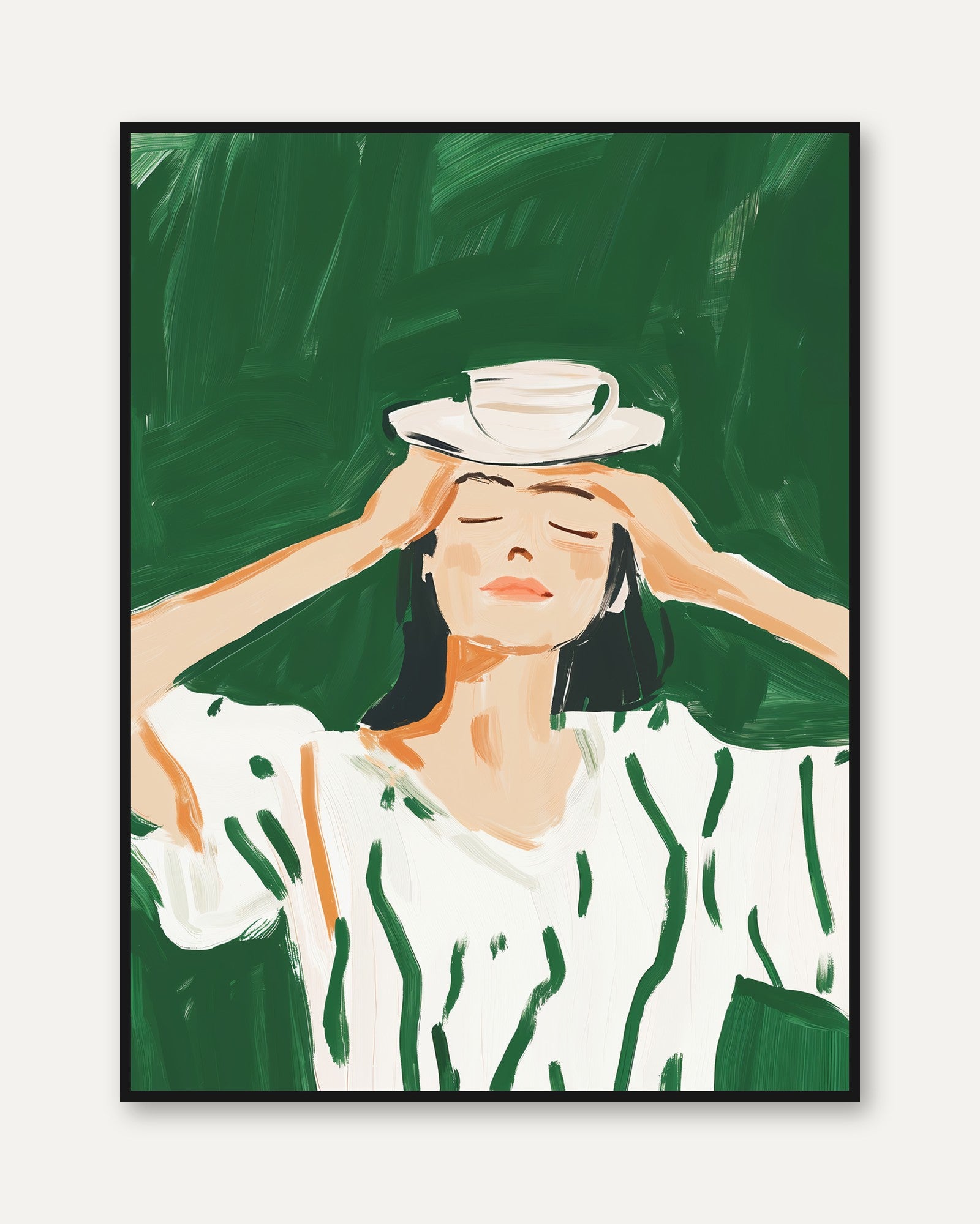Green Woman Portrait Print - framed