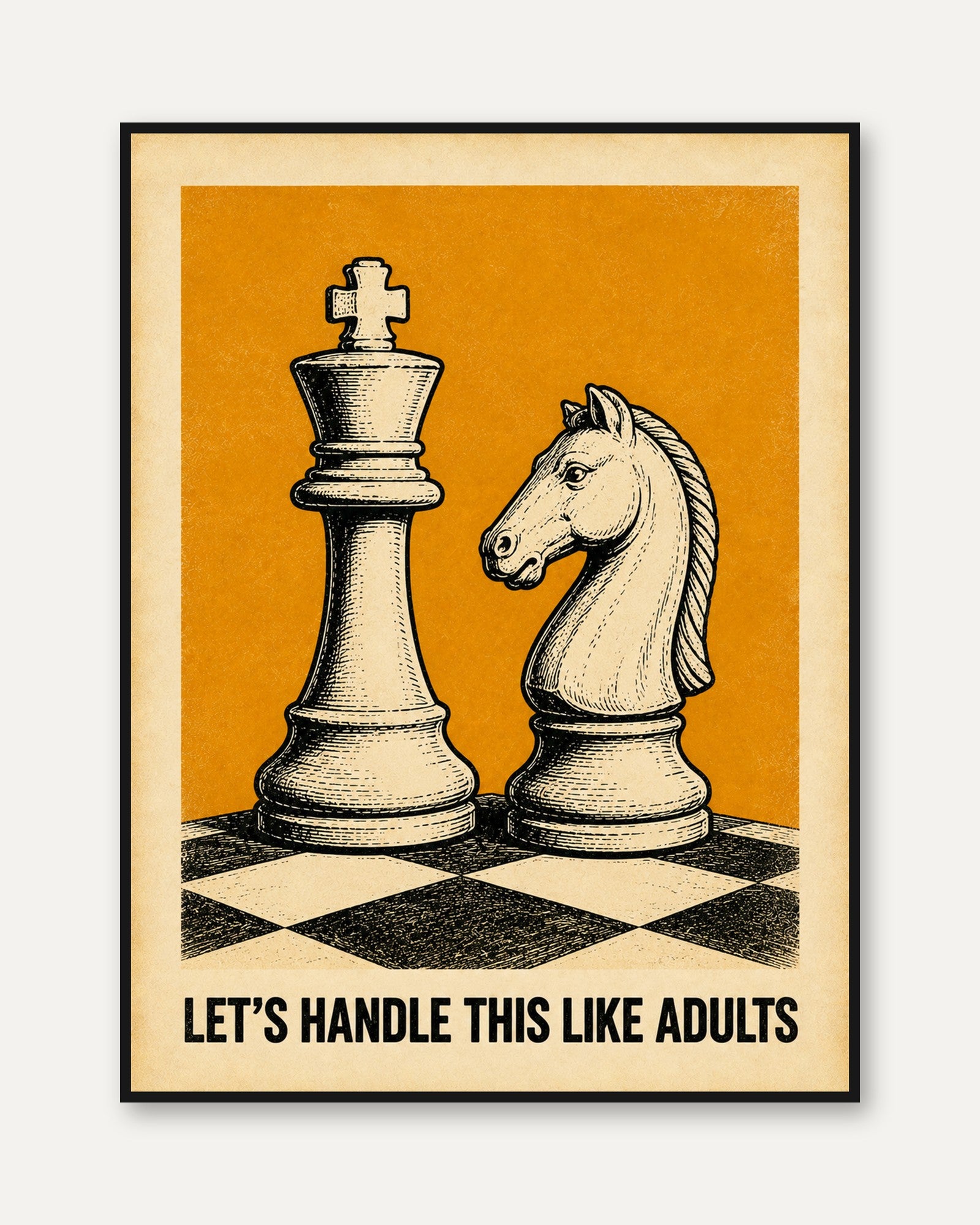Chess Wall Art – Vintage Typography Print - framed