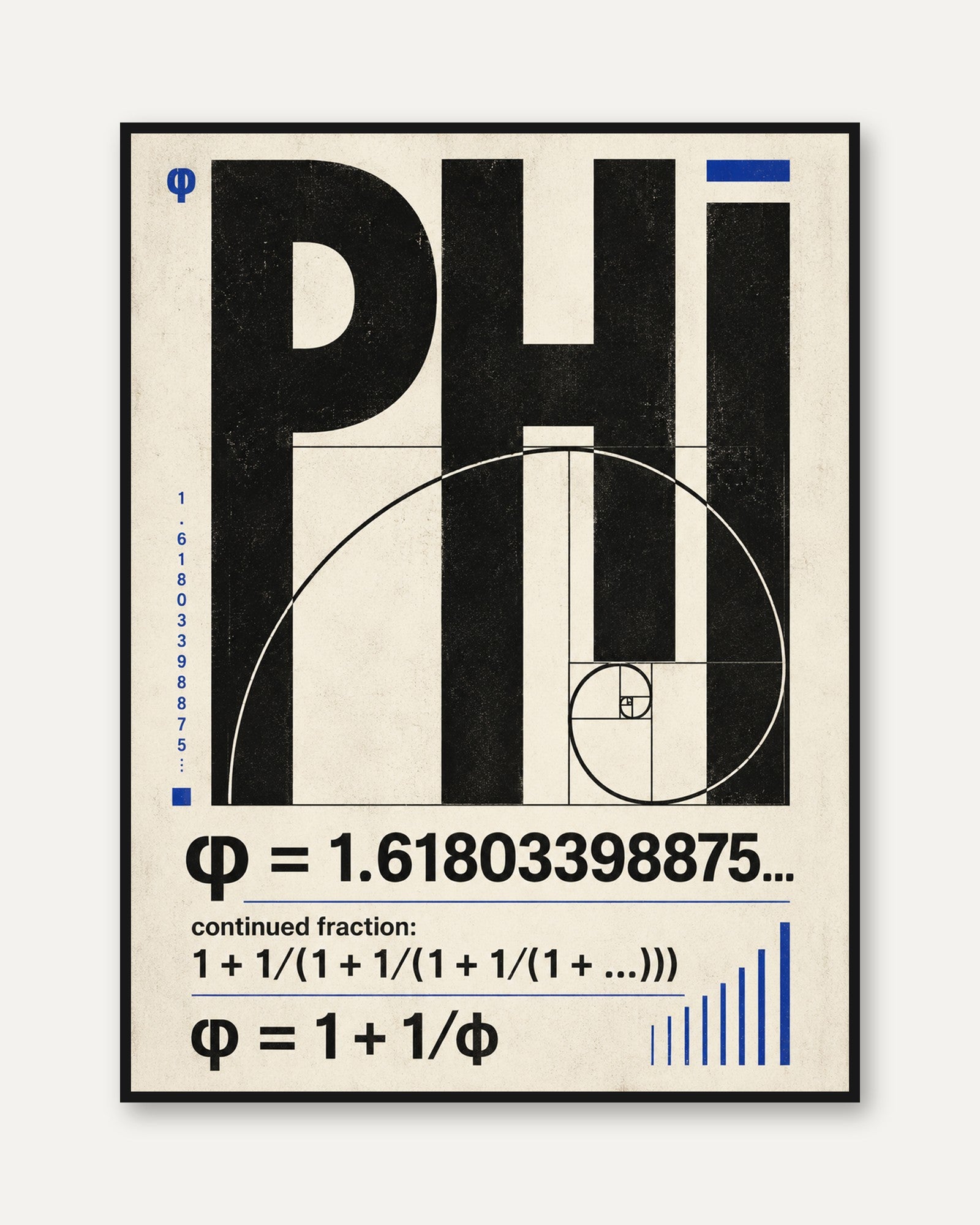 Golden Ratio Poster – Fibonacci Spiral Print - framed