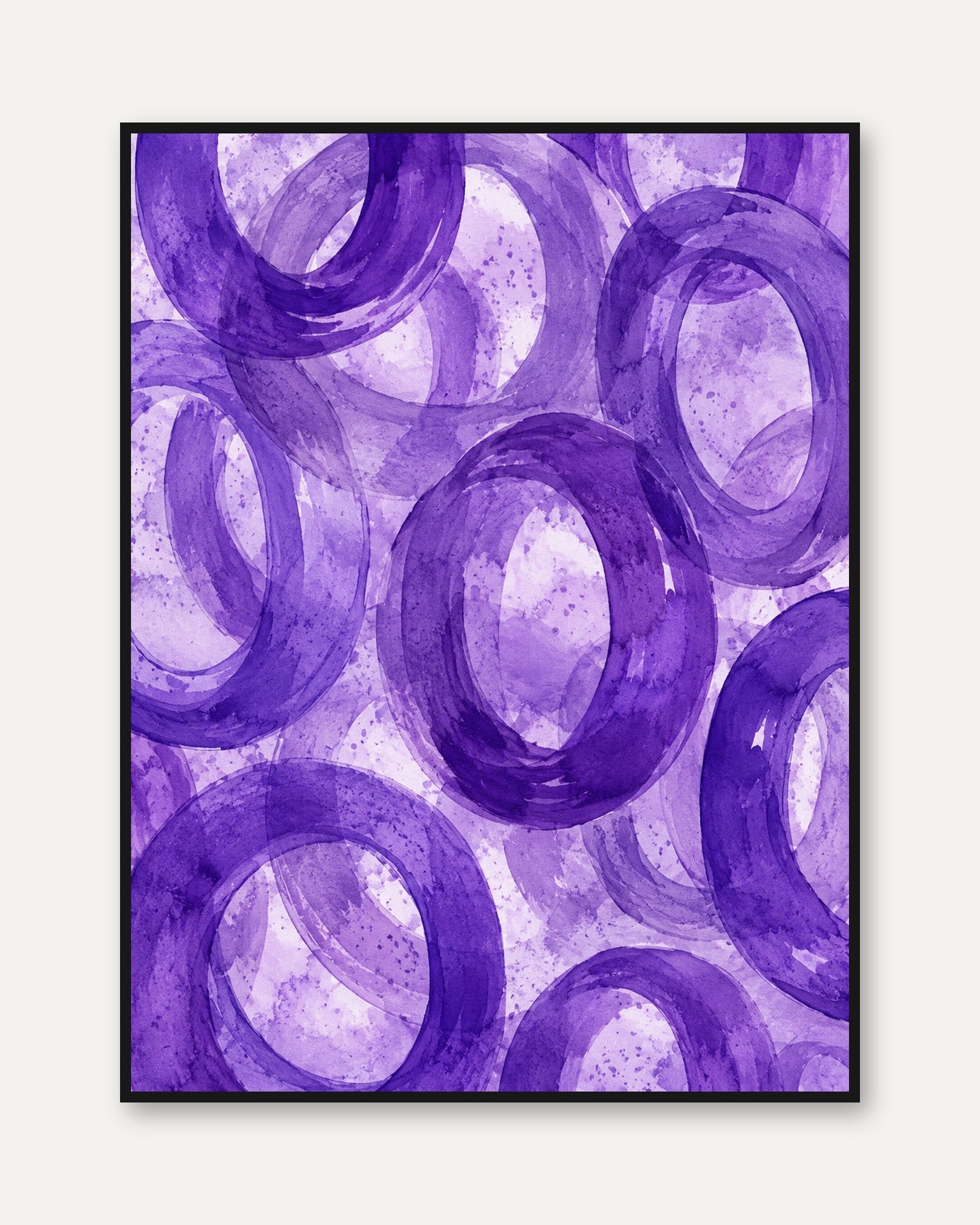 Purple Abstract Circles Print - framed