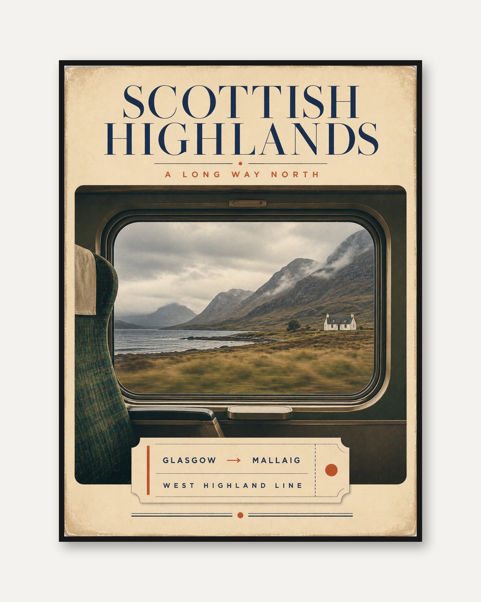 Scottish Highlands Travel Poster: Vintage Railway Art Print - framed