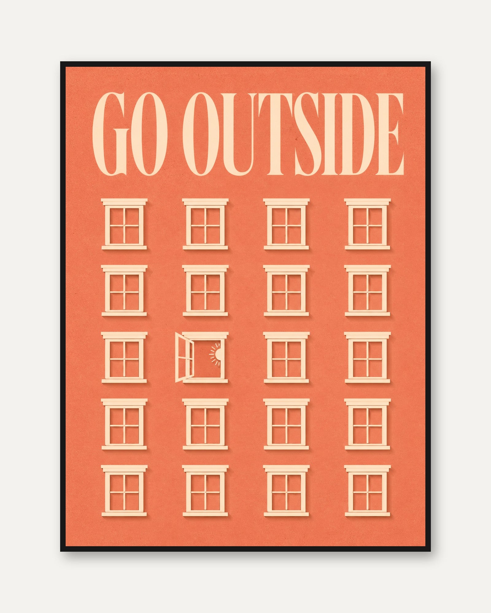 Go Outside Print – Coral Building Facade - framed