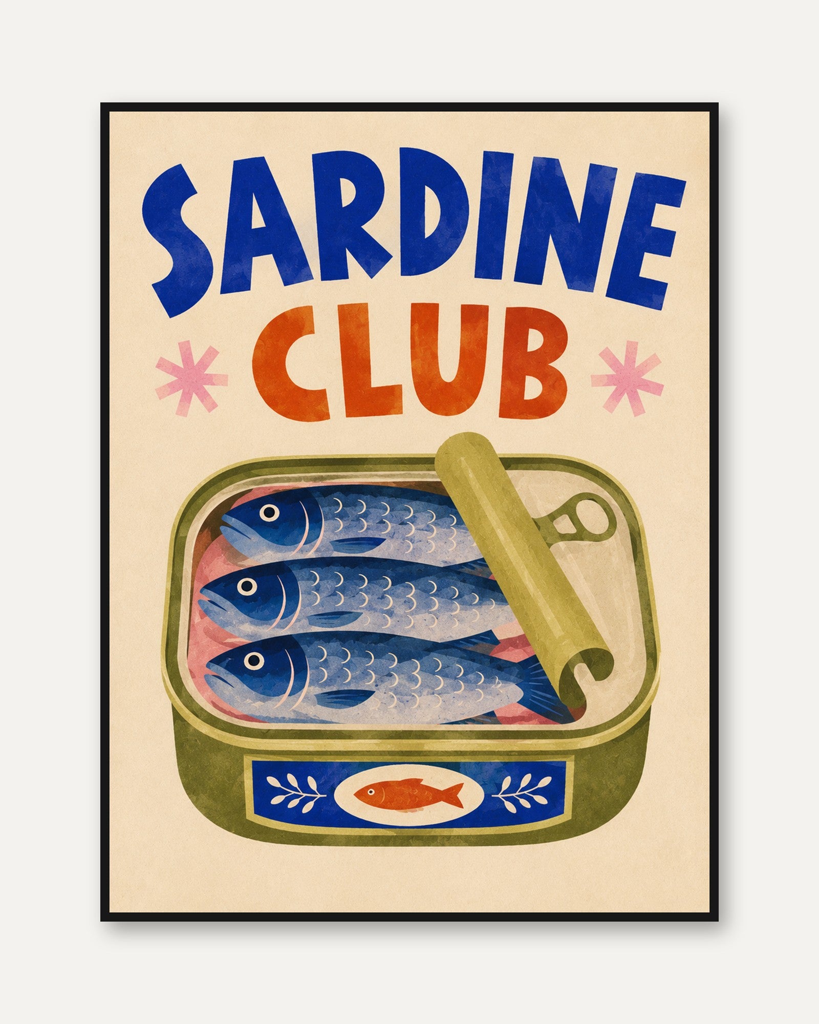 Sardine Can Wall Art – Retro Kitchen Print - framed