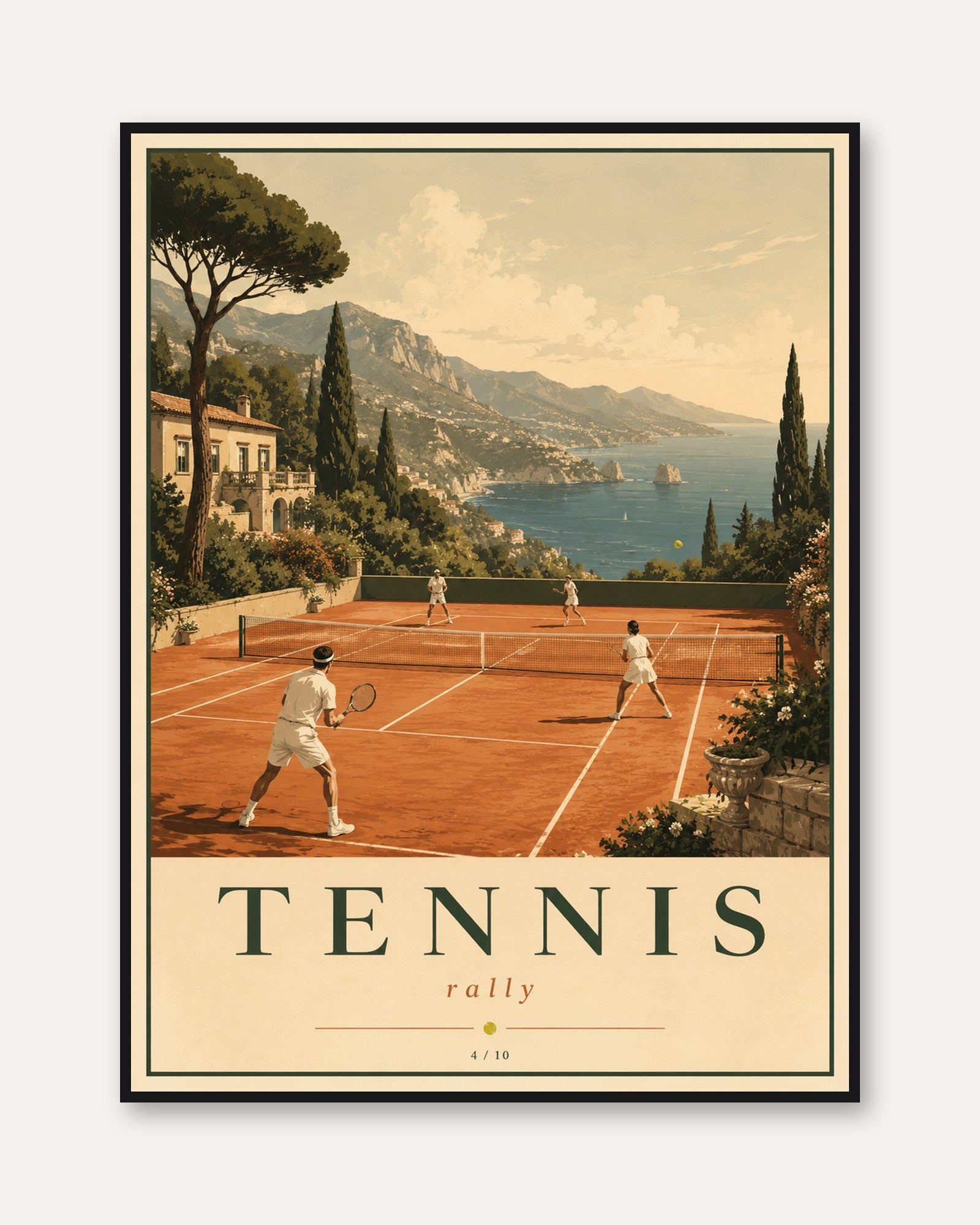 Mediterranean Clay Court Tennis Poster - framed