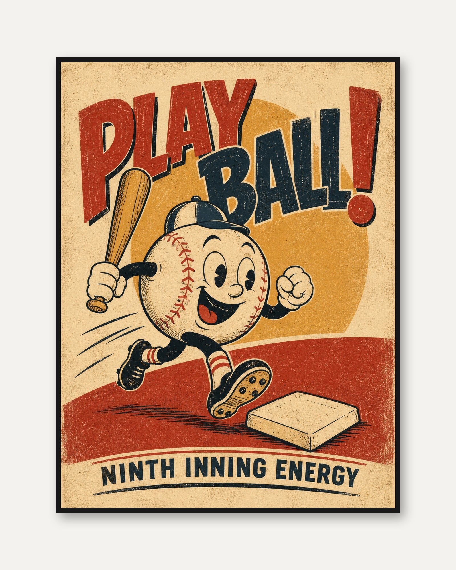 Vintage Baseball Poster – Retro Sports Wall Art - framed