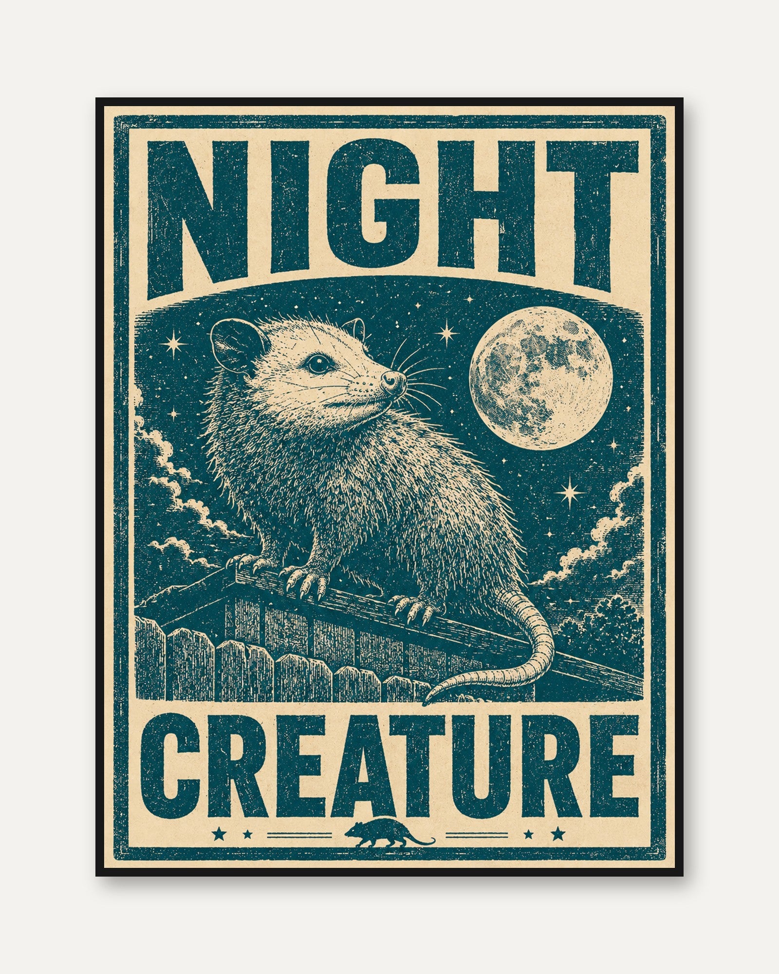 Vintage Opossum Poster - framed