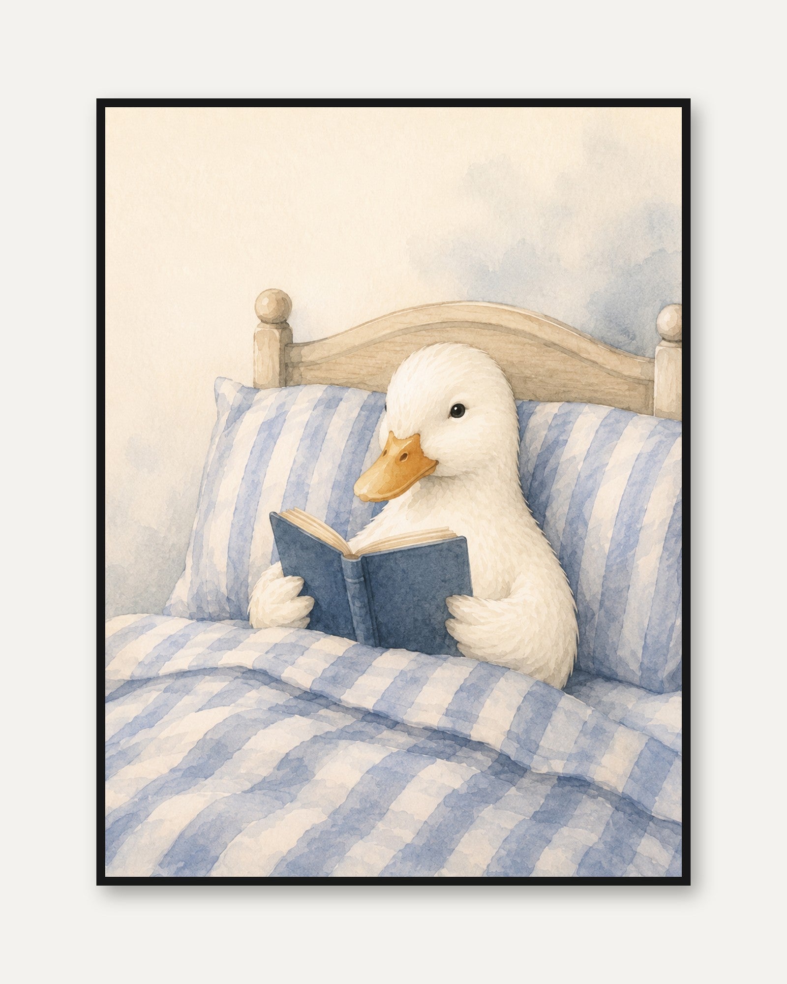 Duck Nursery Wall Art – Reading Duck Print - framed