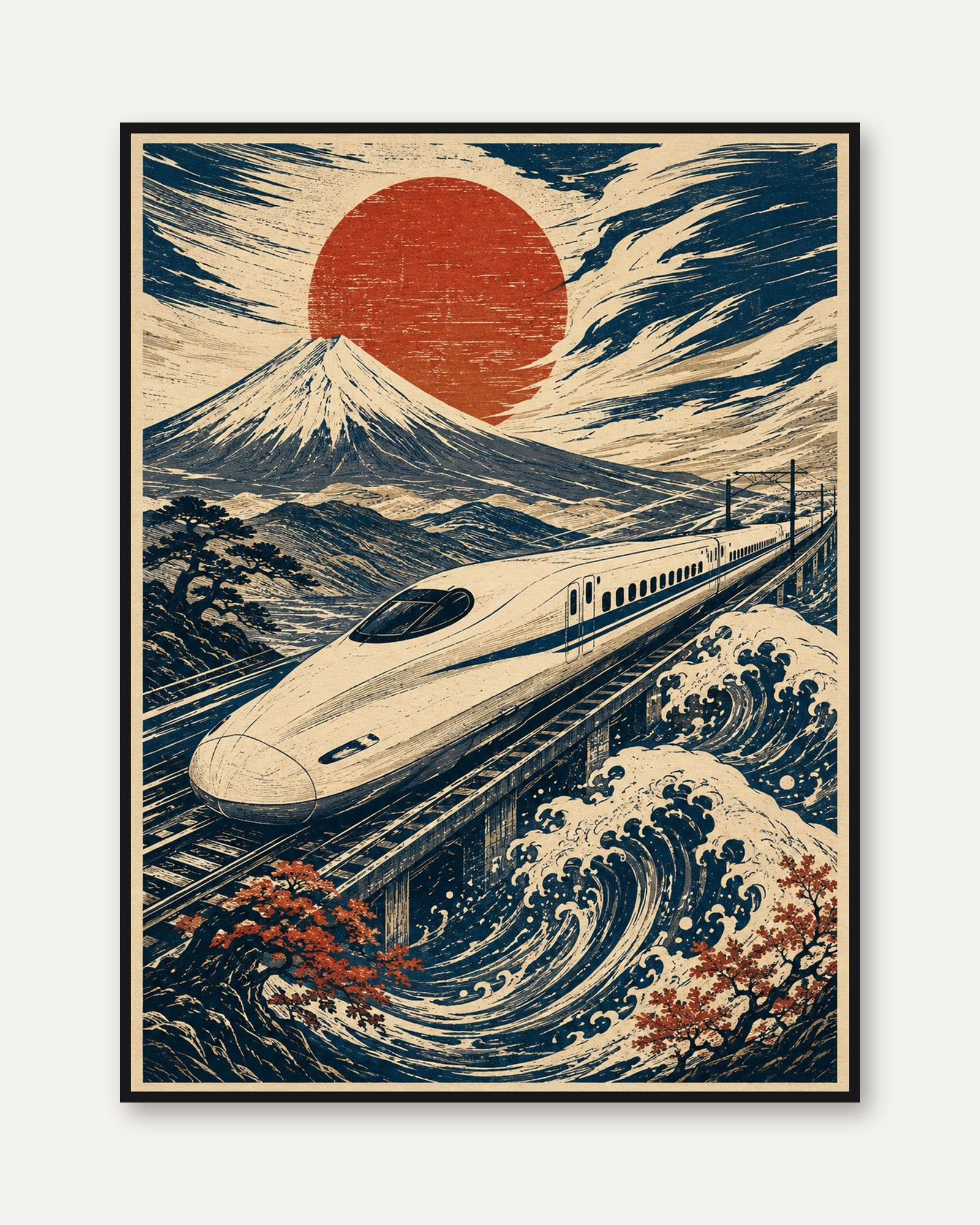 Japanese Travel Poster – Mount Fuji Wall Art - framed