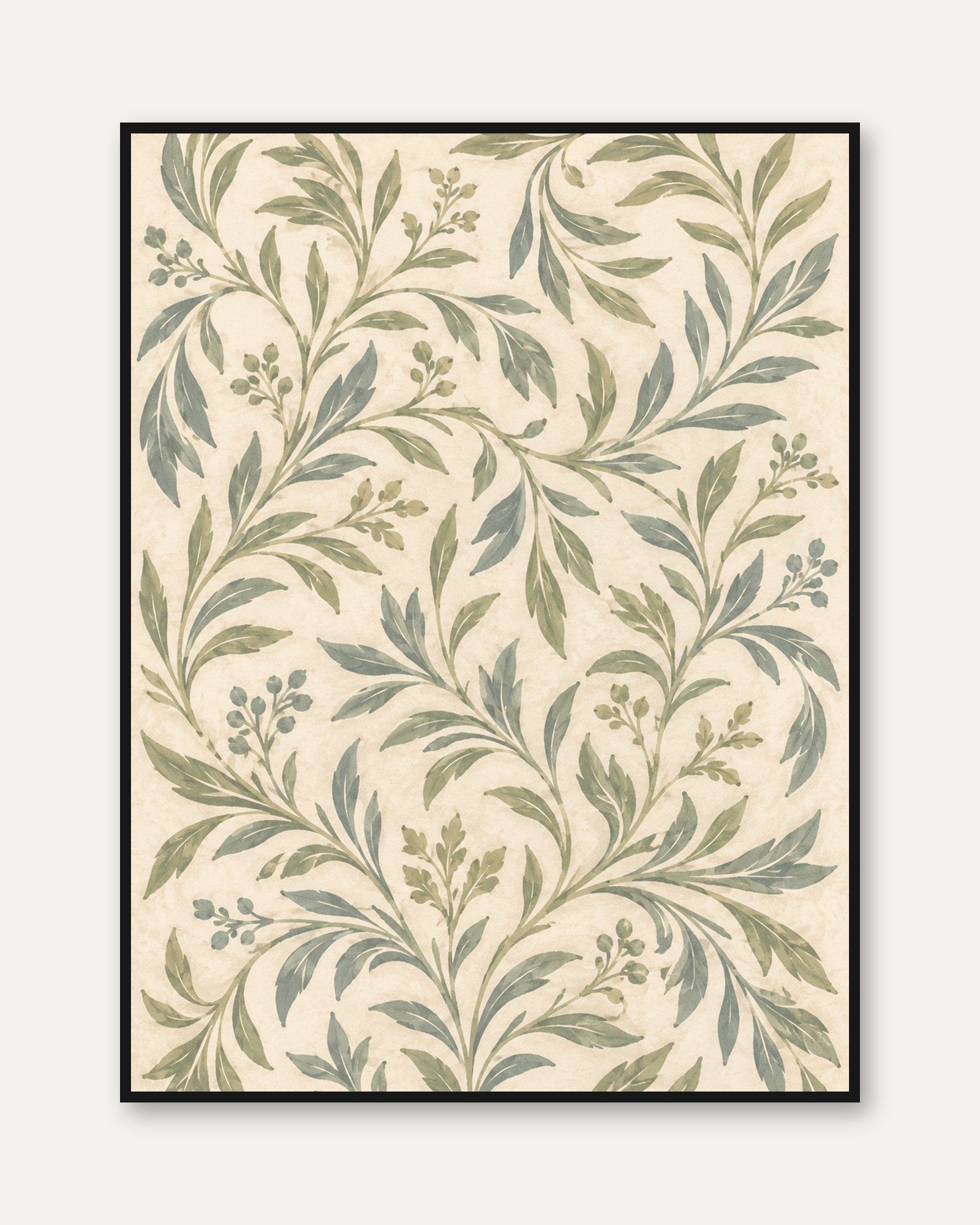 Botanical Leaf Wall Art – Sage Green Print - framed