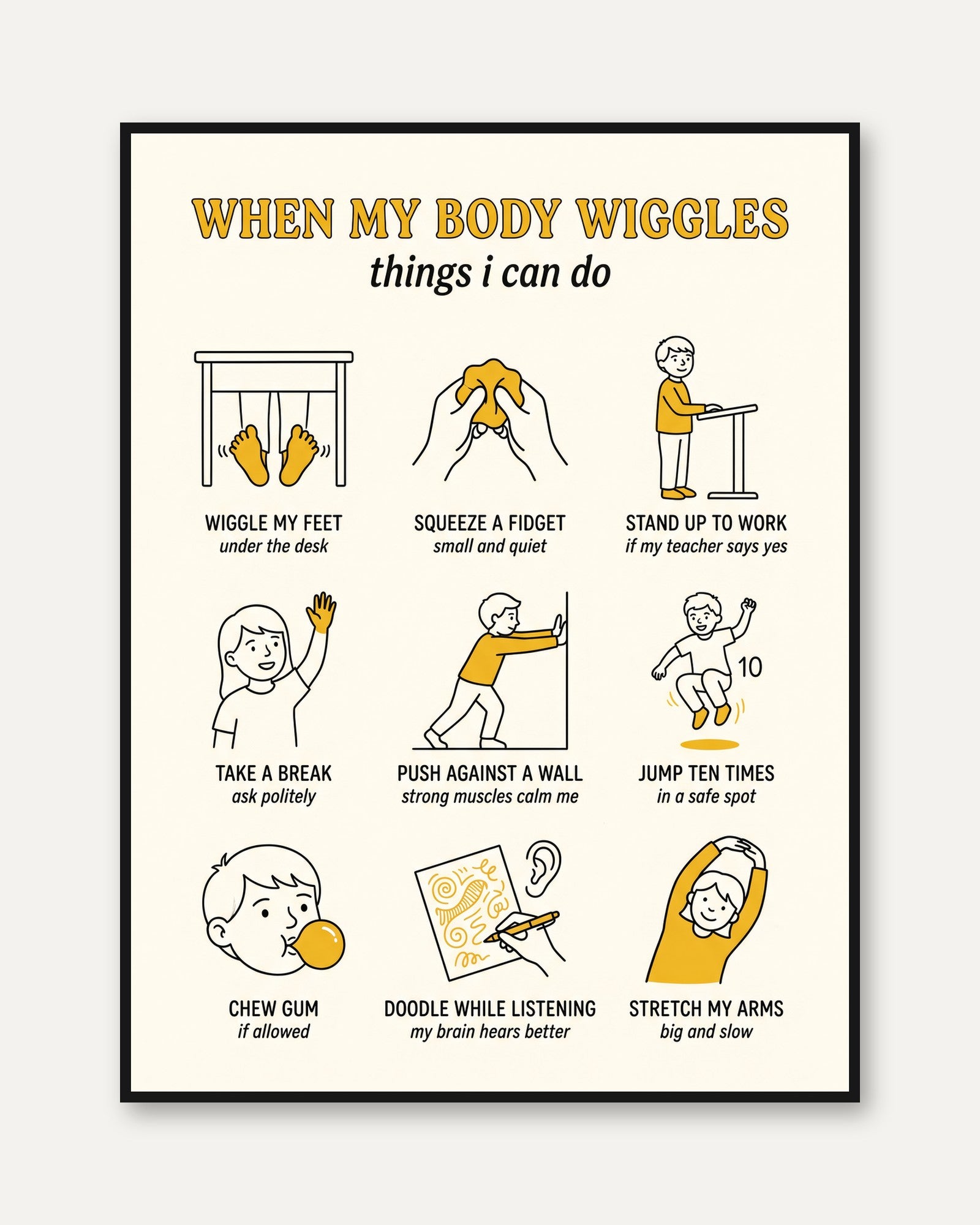Classroom Poster: Sensory Regulation - framed