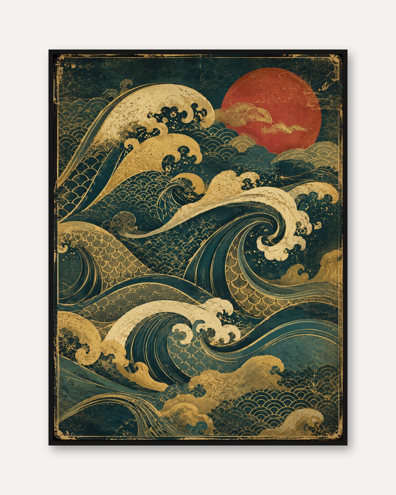 Japanese Wave Art Print - framed