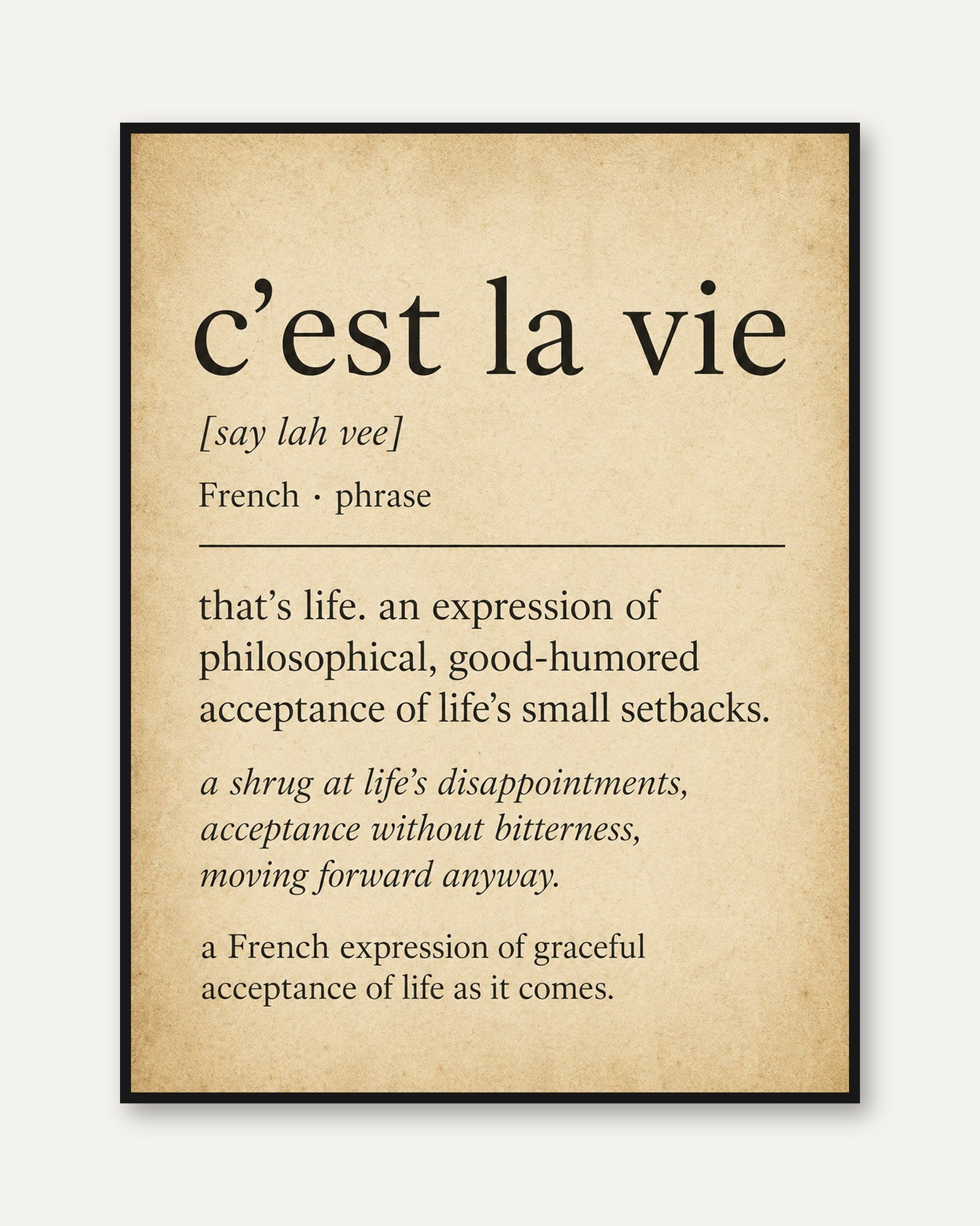 French Phrase Wall Art – C'est La Vie Print - framed