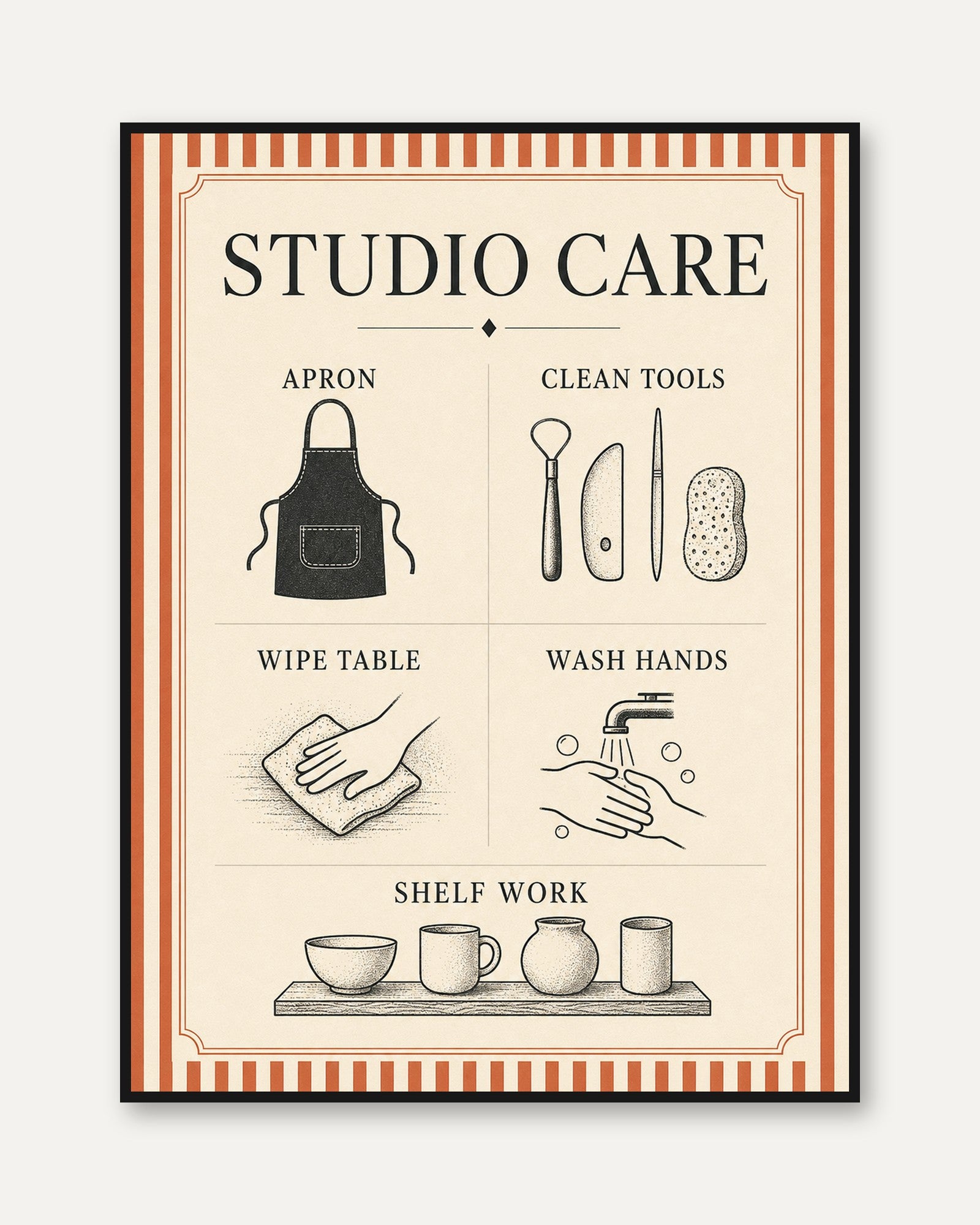 Vintage Studio Care Guide Print - framed