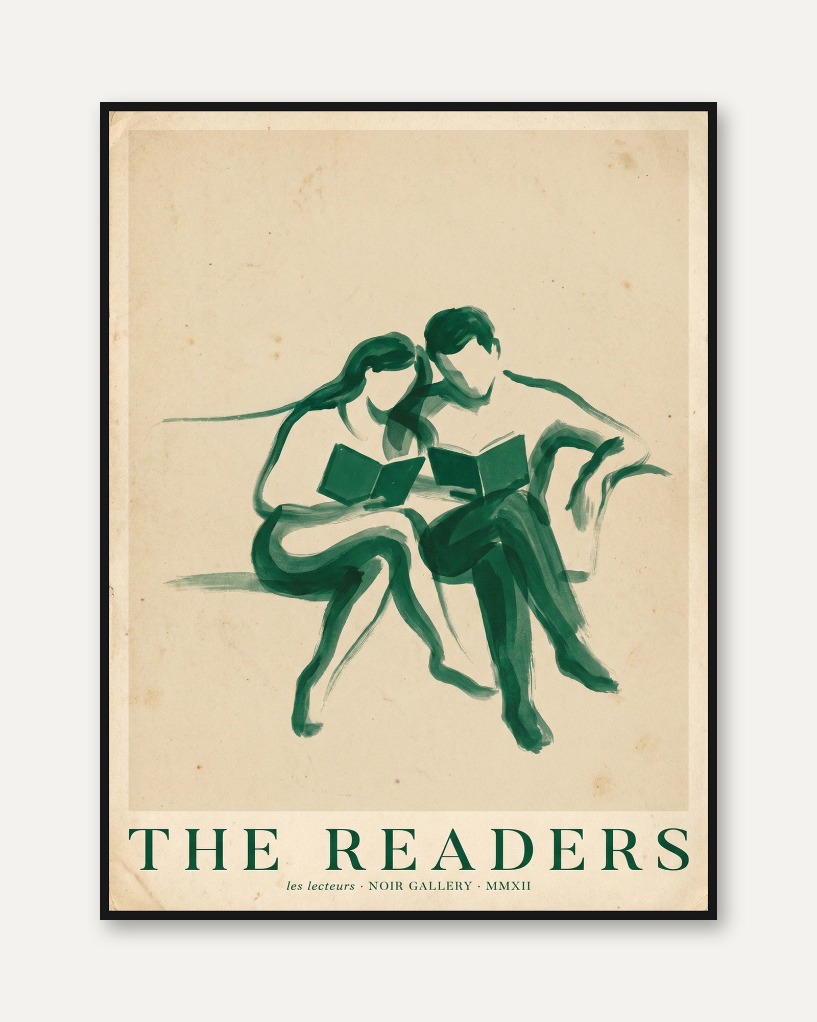Couple Reading Print – Minimalist Wall Art - framed