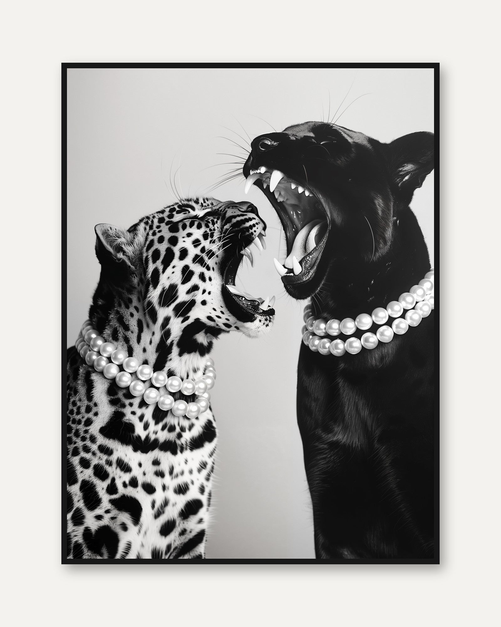 Leopard and Panther Poster: Glamorous Black & White Animal Art (Unfram - framed