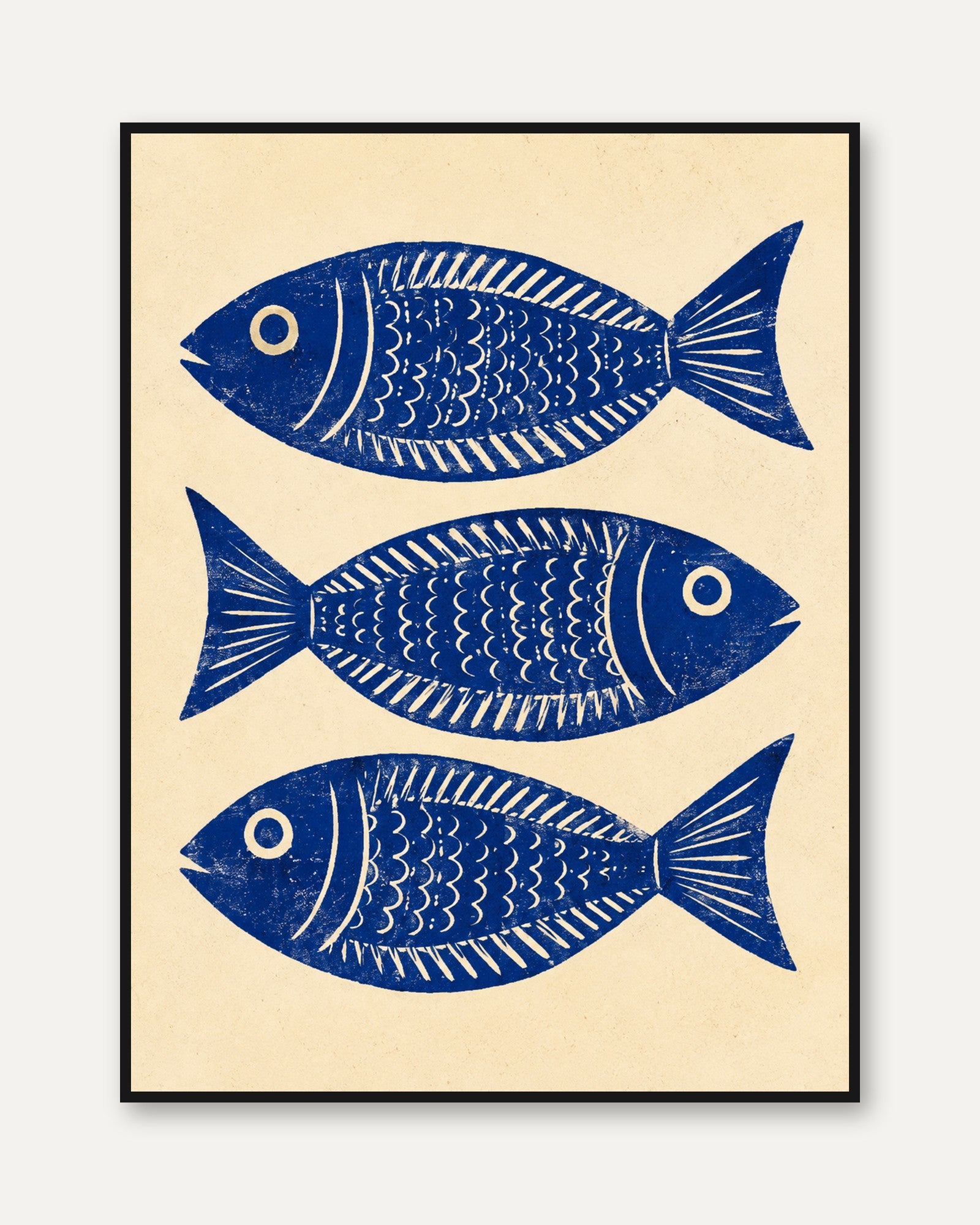 Nautical Fish Wall Art – Blue Coastal Print - framed