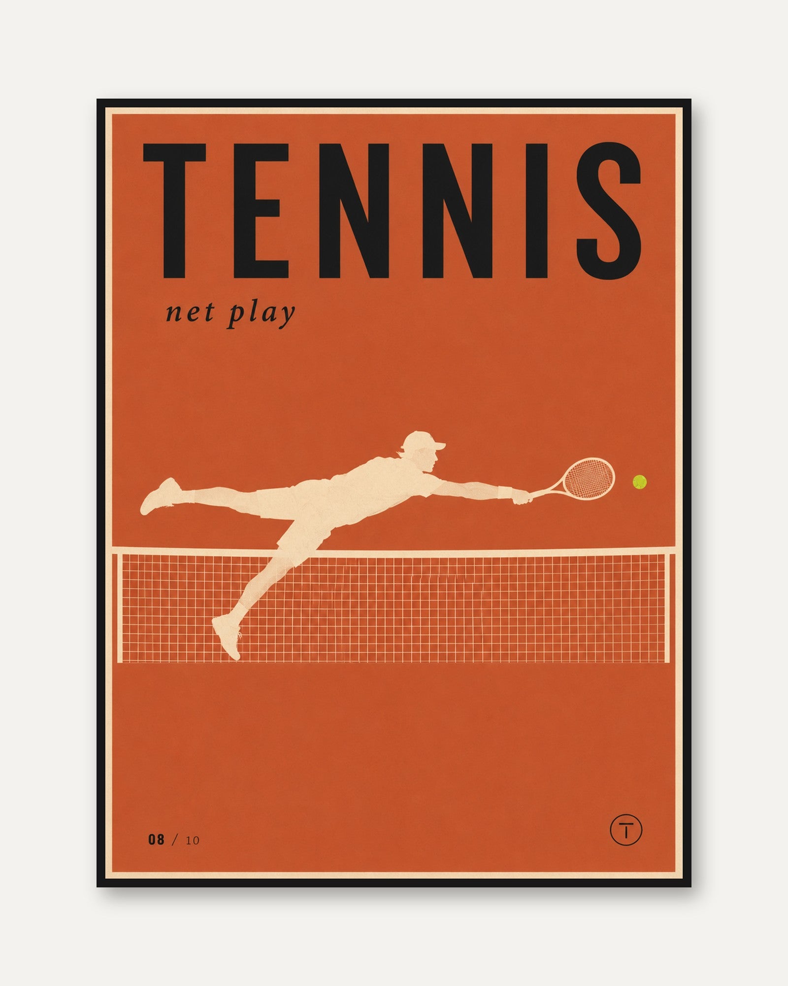 Vintage Tennis Poster Print: Retro Sports Art - framed
