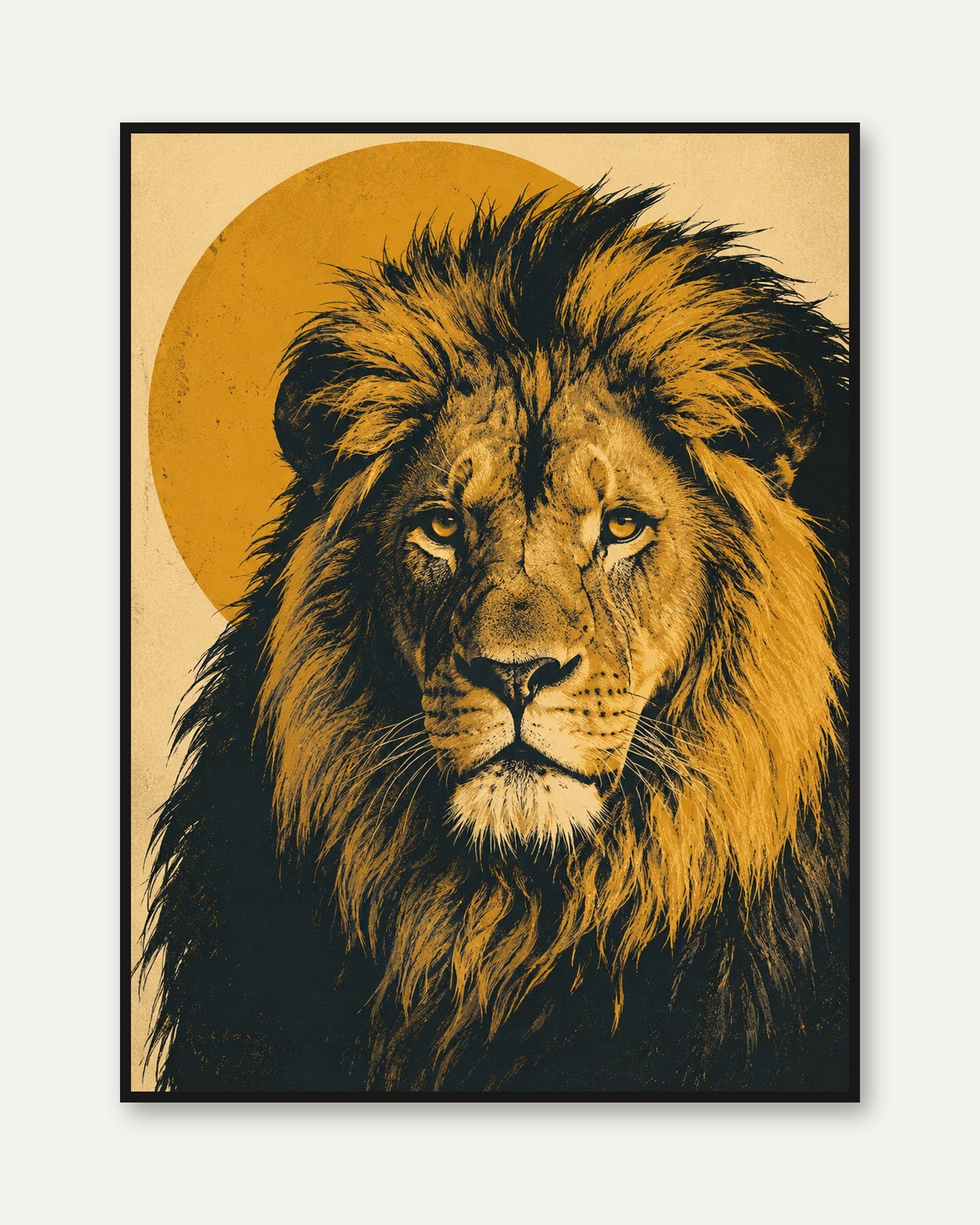 Lion Wall Art – Vintage Animal Print - framed