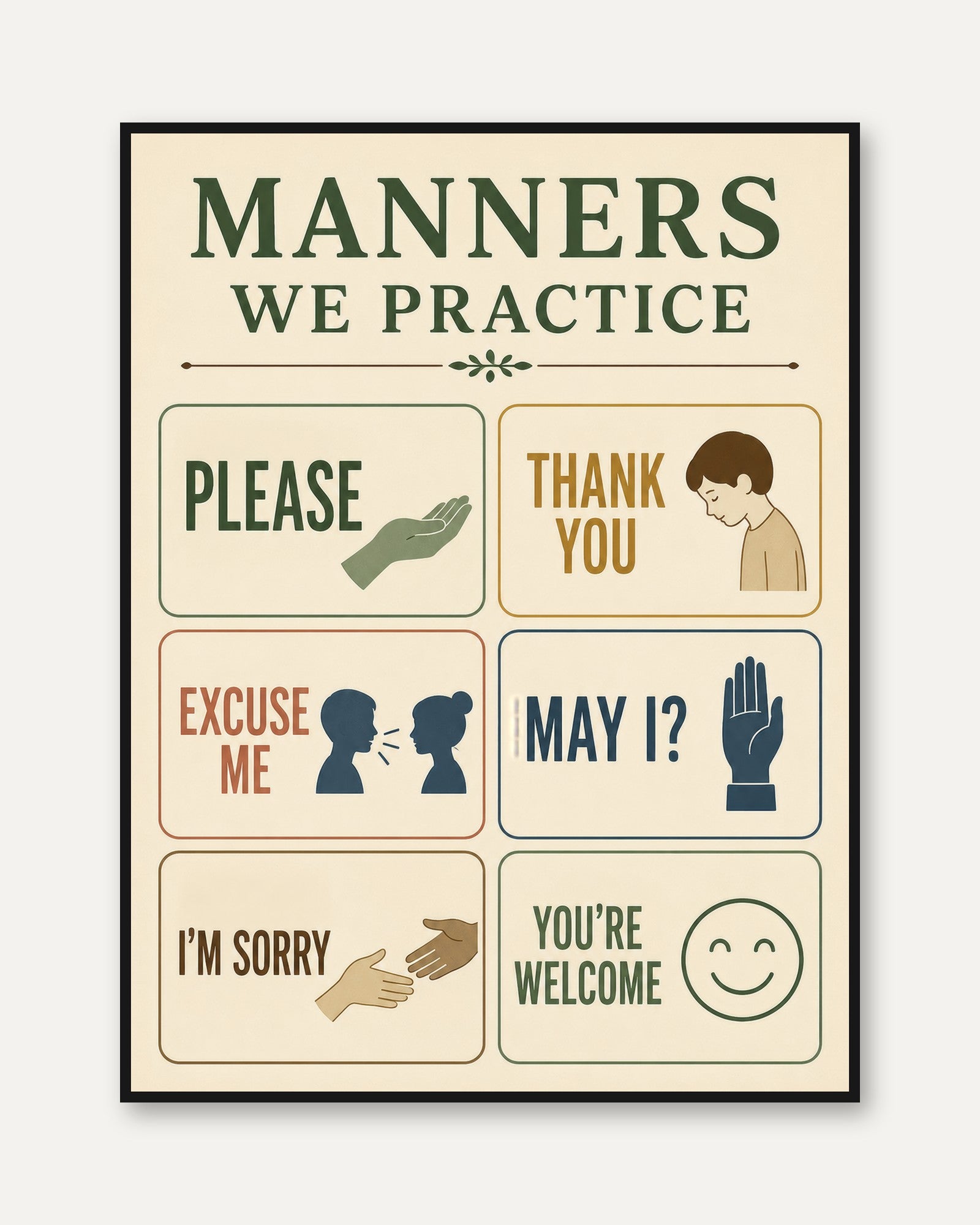 Manners Poster – Good Manners Wall Art - framed