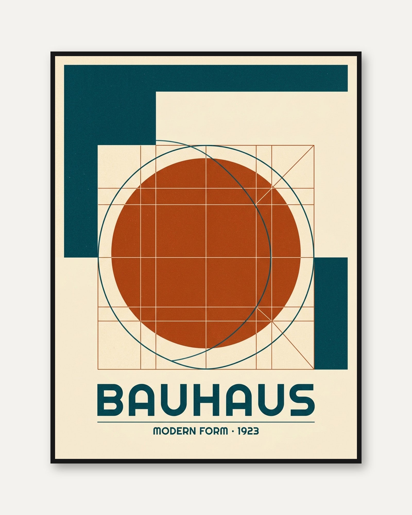 Bauhaus Geometric Circle Print: 1923 Modern Form Design - framed